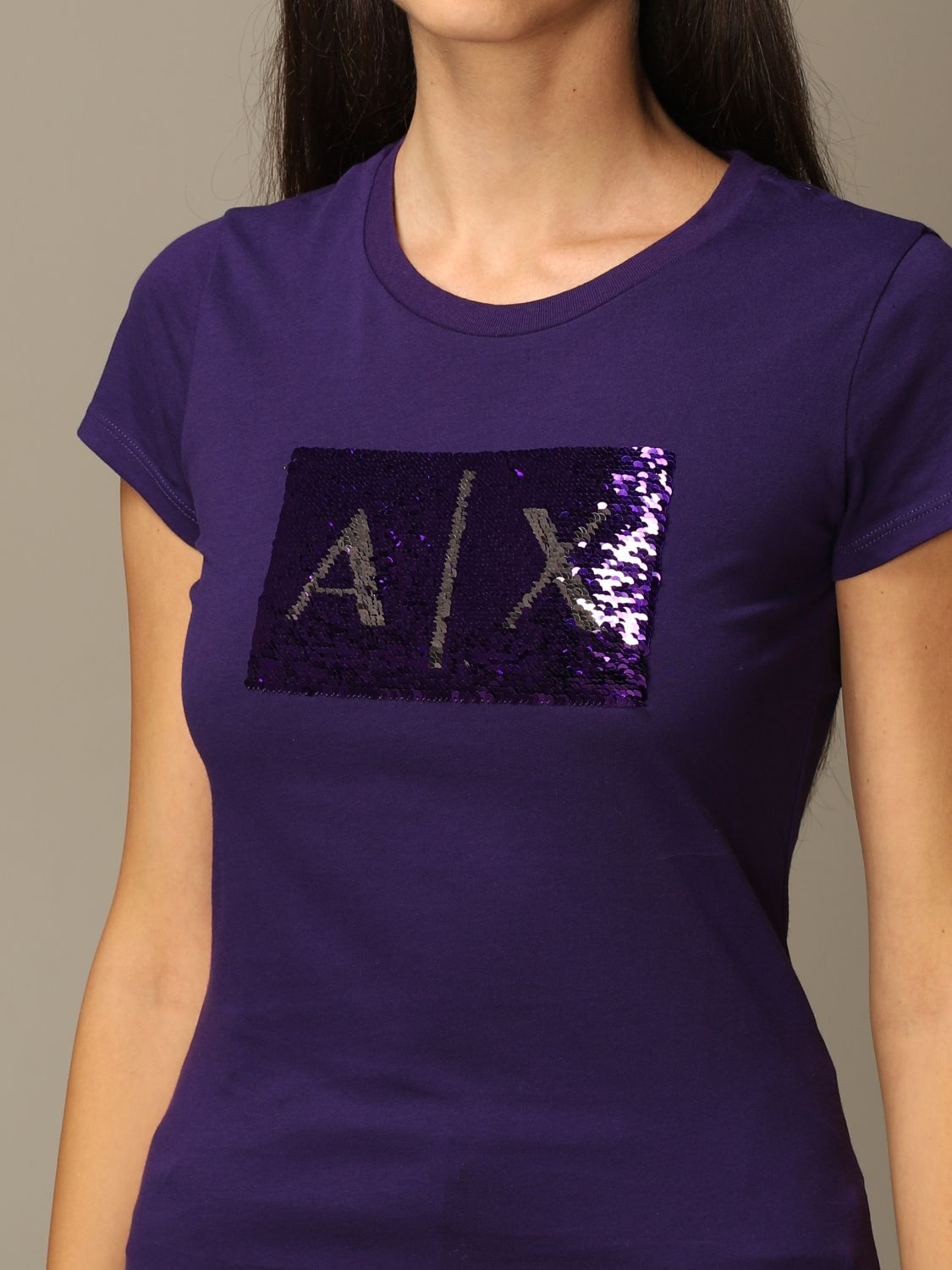purple armani exchange t shirt
