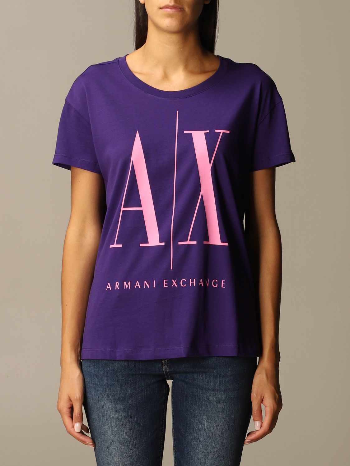 vervolging geïrriteerd raken salami Armani Exchange Outlet: Icon over logo half sleeve crewneck - Violet |  Armani Exchange t-shirt 8NYTCX YJG3Z online on GIGLIO.COM