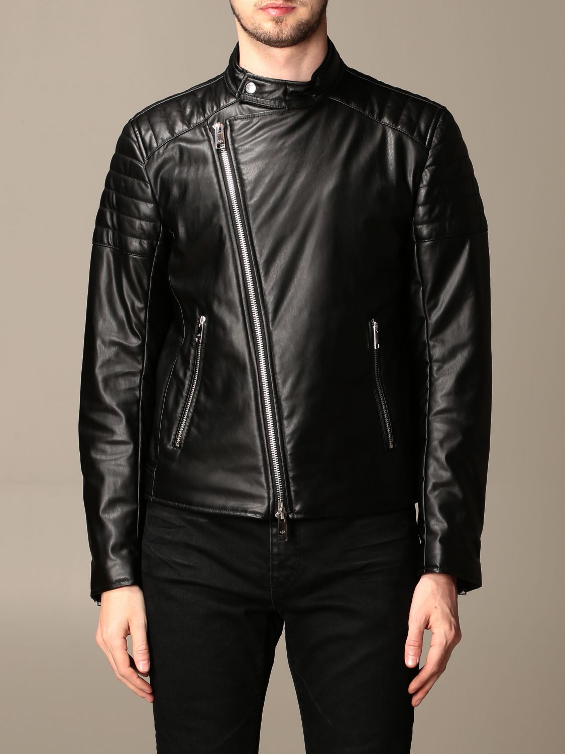 armani leather jacket men