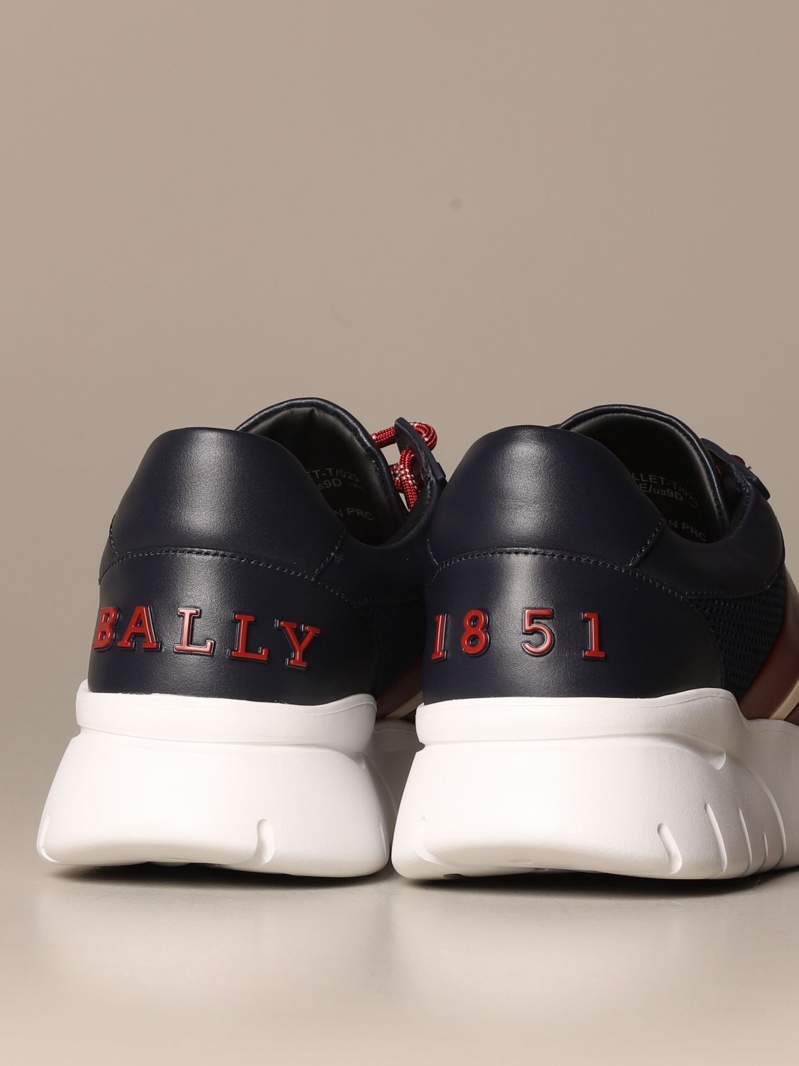 BALLY: Byllet sneakers in leather with trainspotting logo - Blue ...