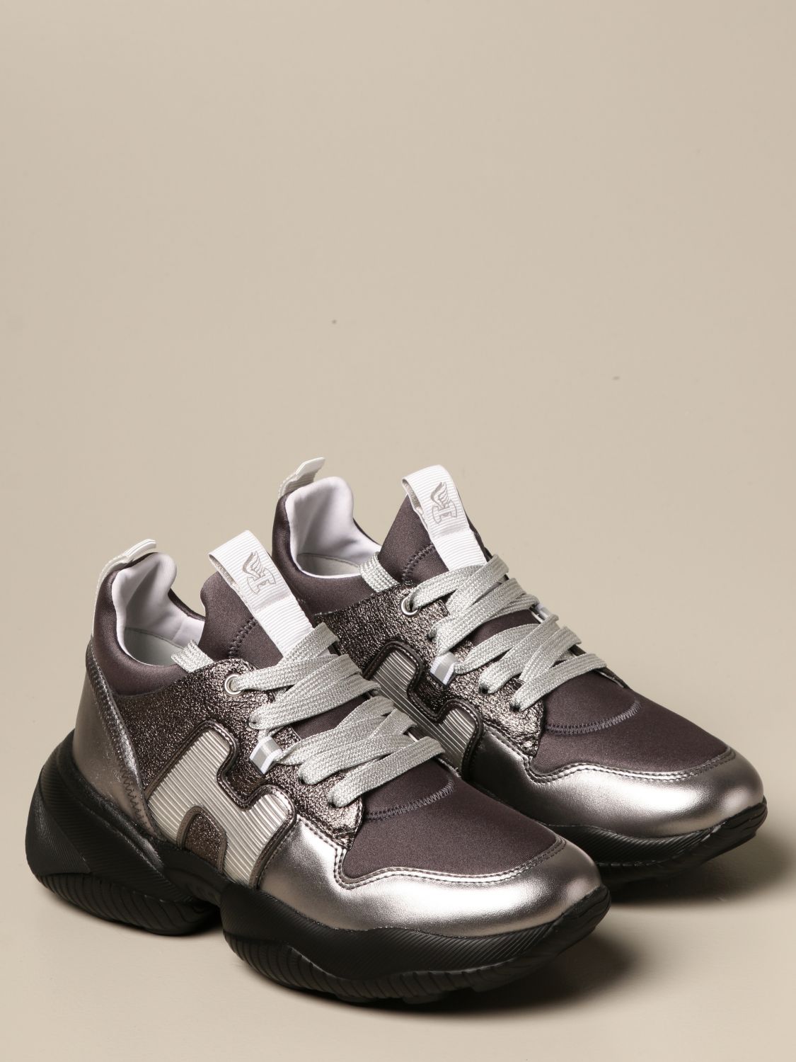 Hogan Outlet: Interaction sneakers in laminated leather and neoprene ...