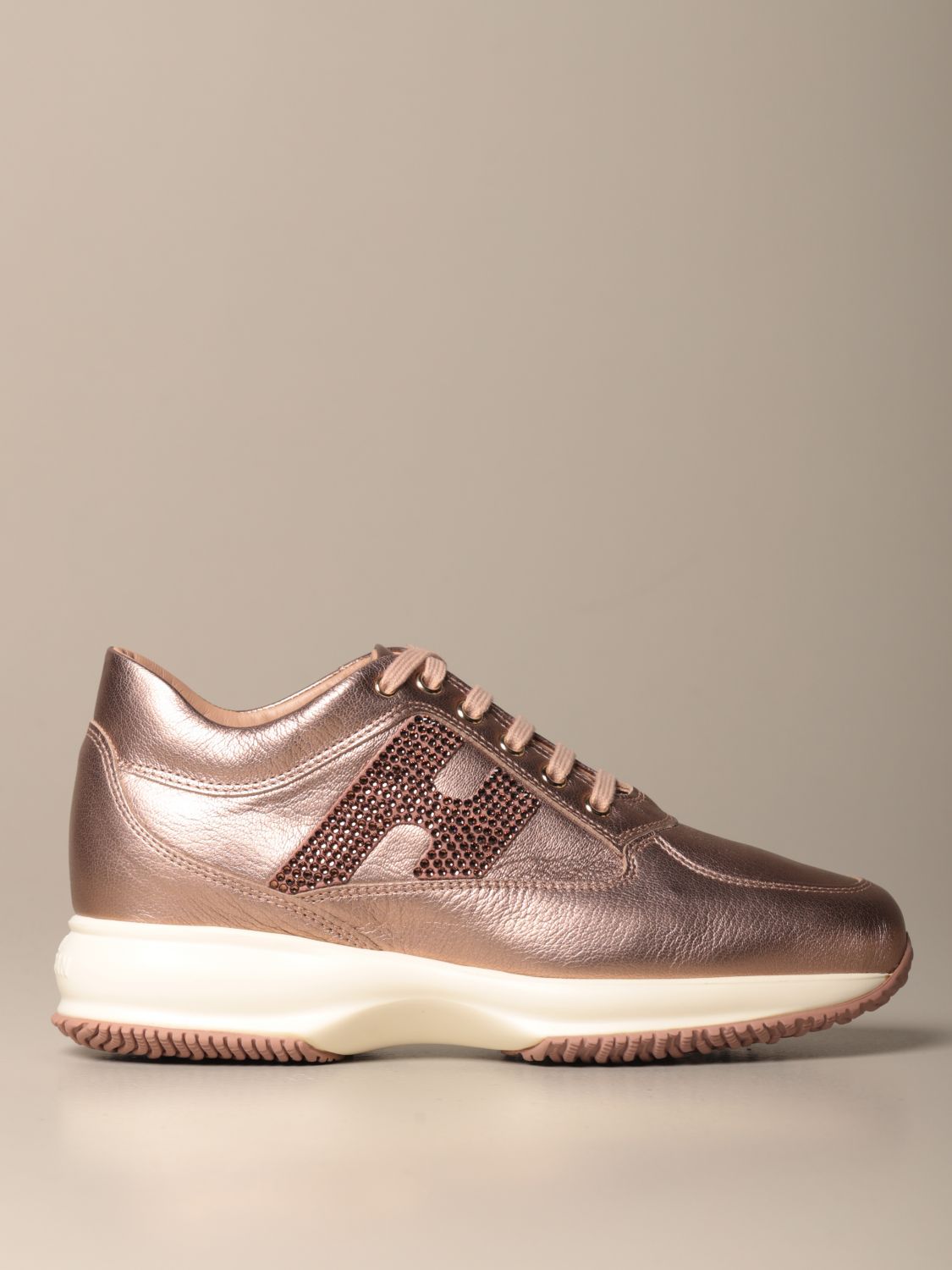 offentlig Frigøre morfin Hogan Outlet: Interactive sneakers in laminated leather and H with  rhinestones | Sneakers Hogan Women Pink | Sneakers Hogan HXW00N02010 O6V  GIGLIO.COM