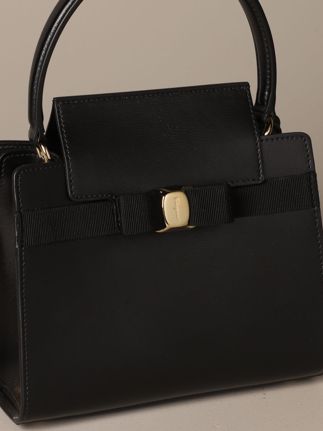 SALVATORE FERRAGAMO: Vara leather handbag - Black | Mini Bag Salvatore ...