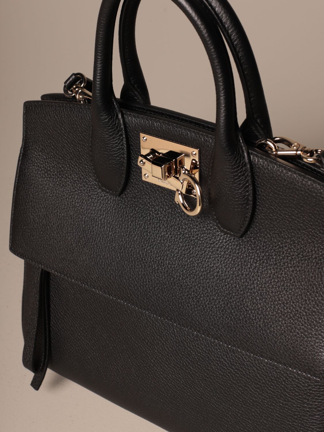 SALVATORE FERRAGAMO: Studio bag in textured leather | Handbag Salvatore