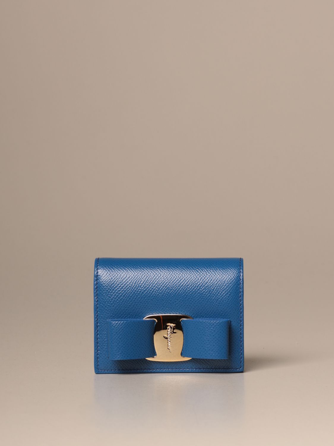 FERRAGAMO: wallet with Vara bow - Gnawed Blue | Ferragamo wallet 22D515 ...