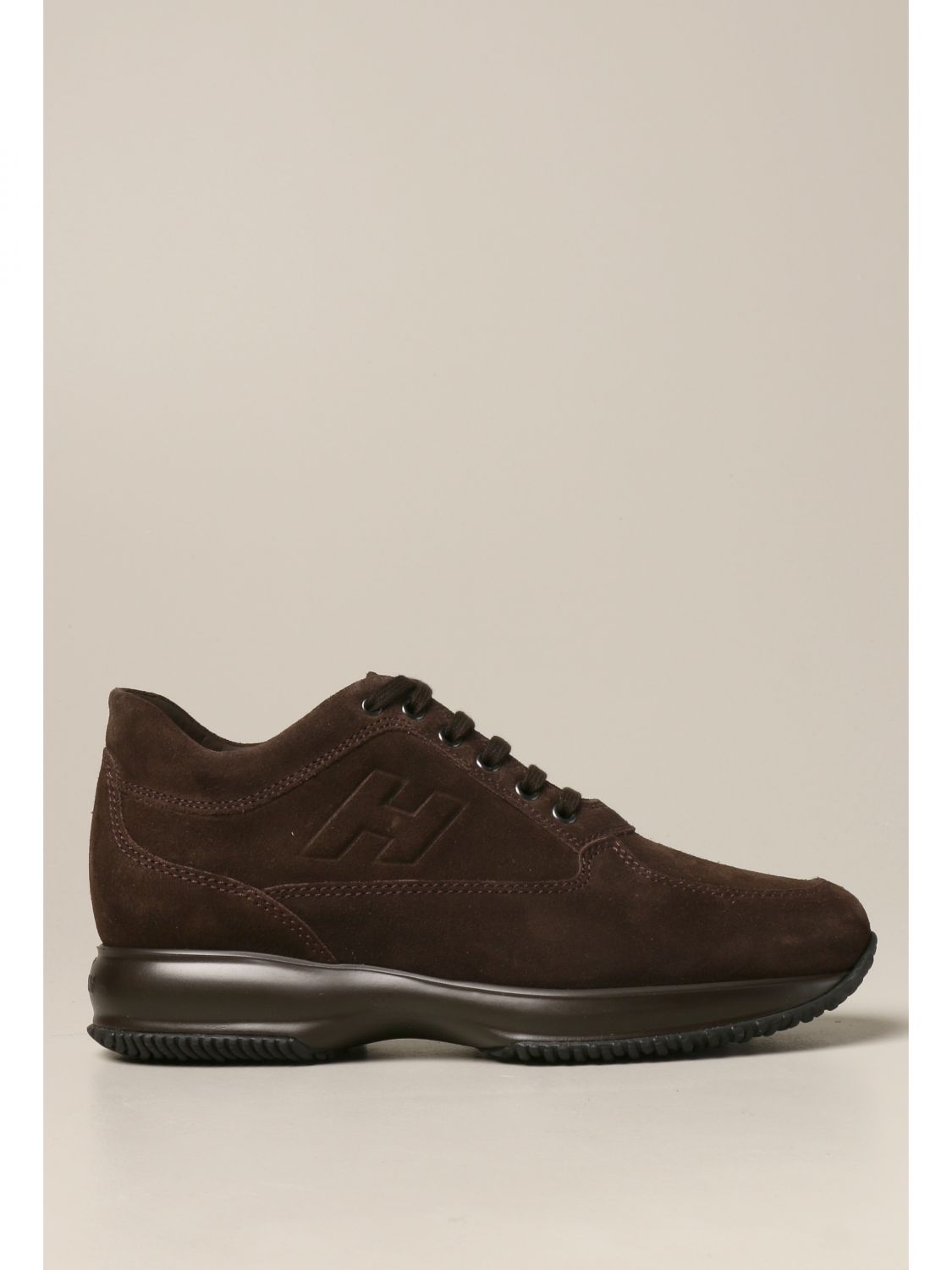 Hogan Outlet: Sneakers Interactive in camoscio | Sneakers Hogan Uomo Ebano  | Sneakers Hogan HXM00N09042 HG0 GIGLIO.COM