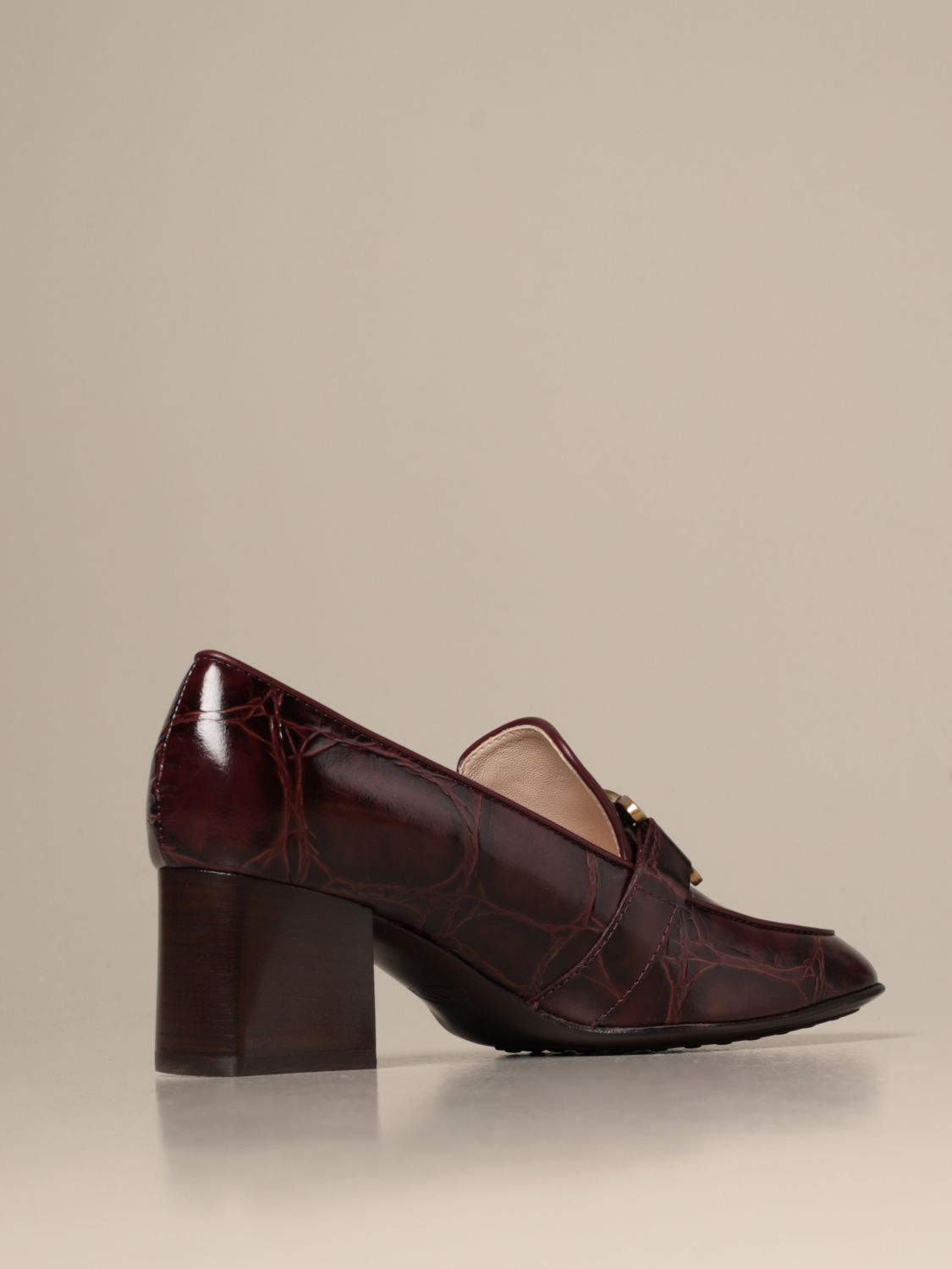 tods burgundy loafers