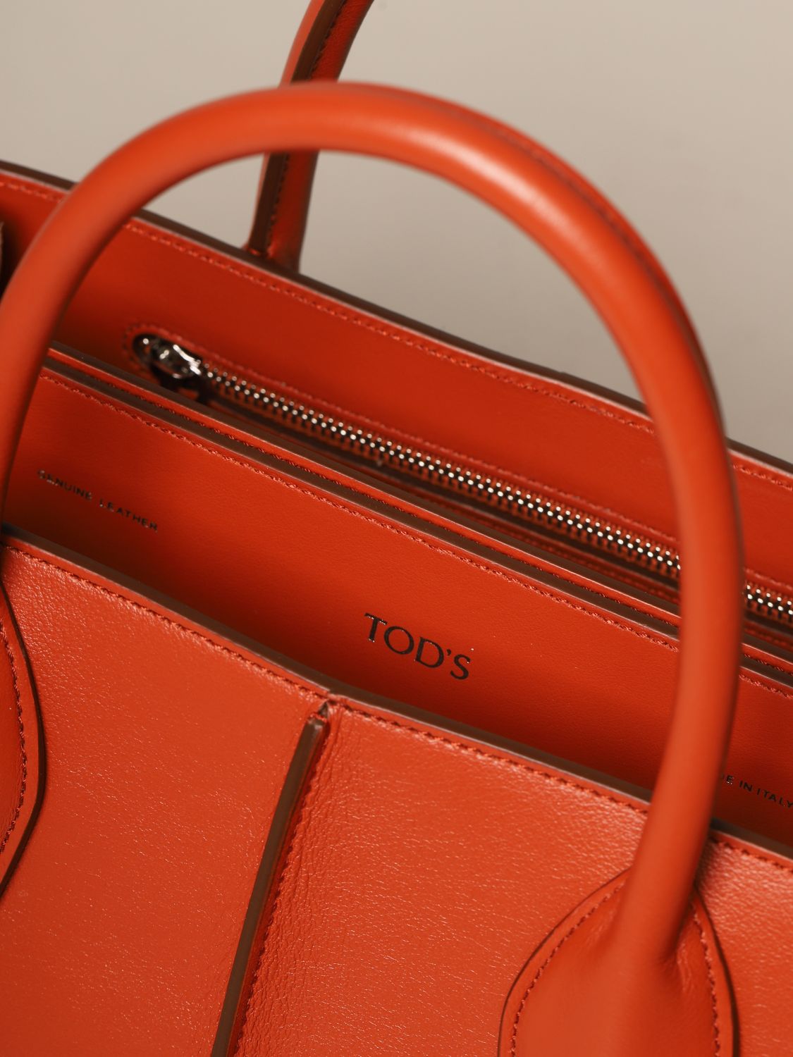 TOD'S shopping bag in leather with shoulder strap Orange Tod's