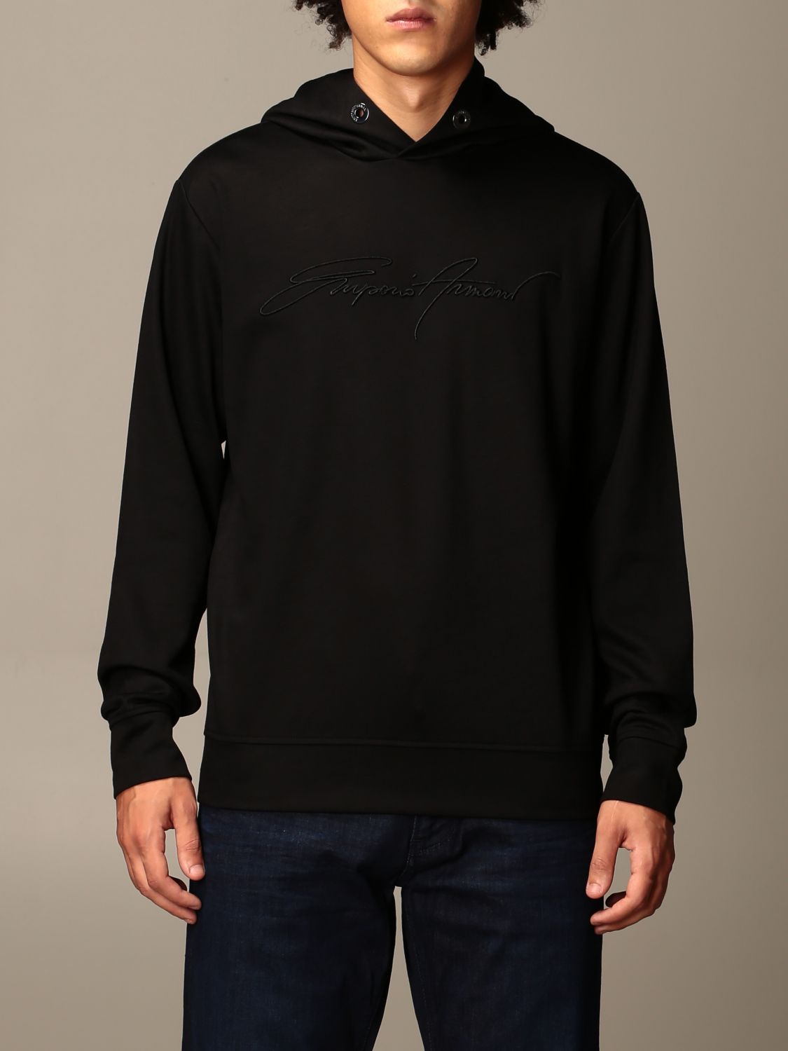 mens black armani hoodie