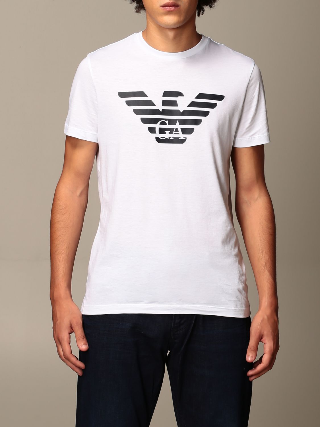Emporio Armani Outlet: cotton t-shirt with logo - White | T-Shirt ...