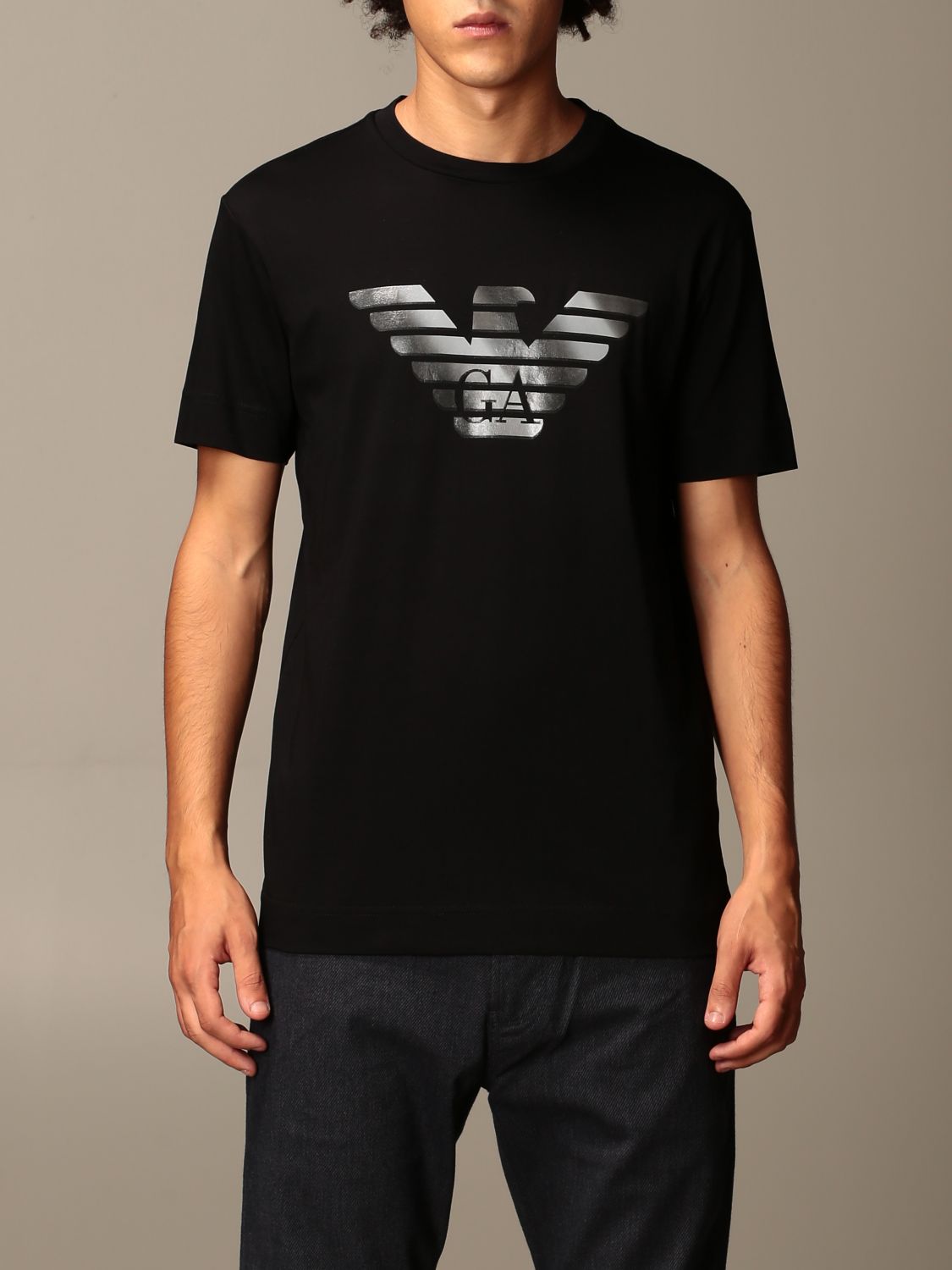 Emporio Armani Outlet: cotton t-shirt with logo - Black | Emporio ...