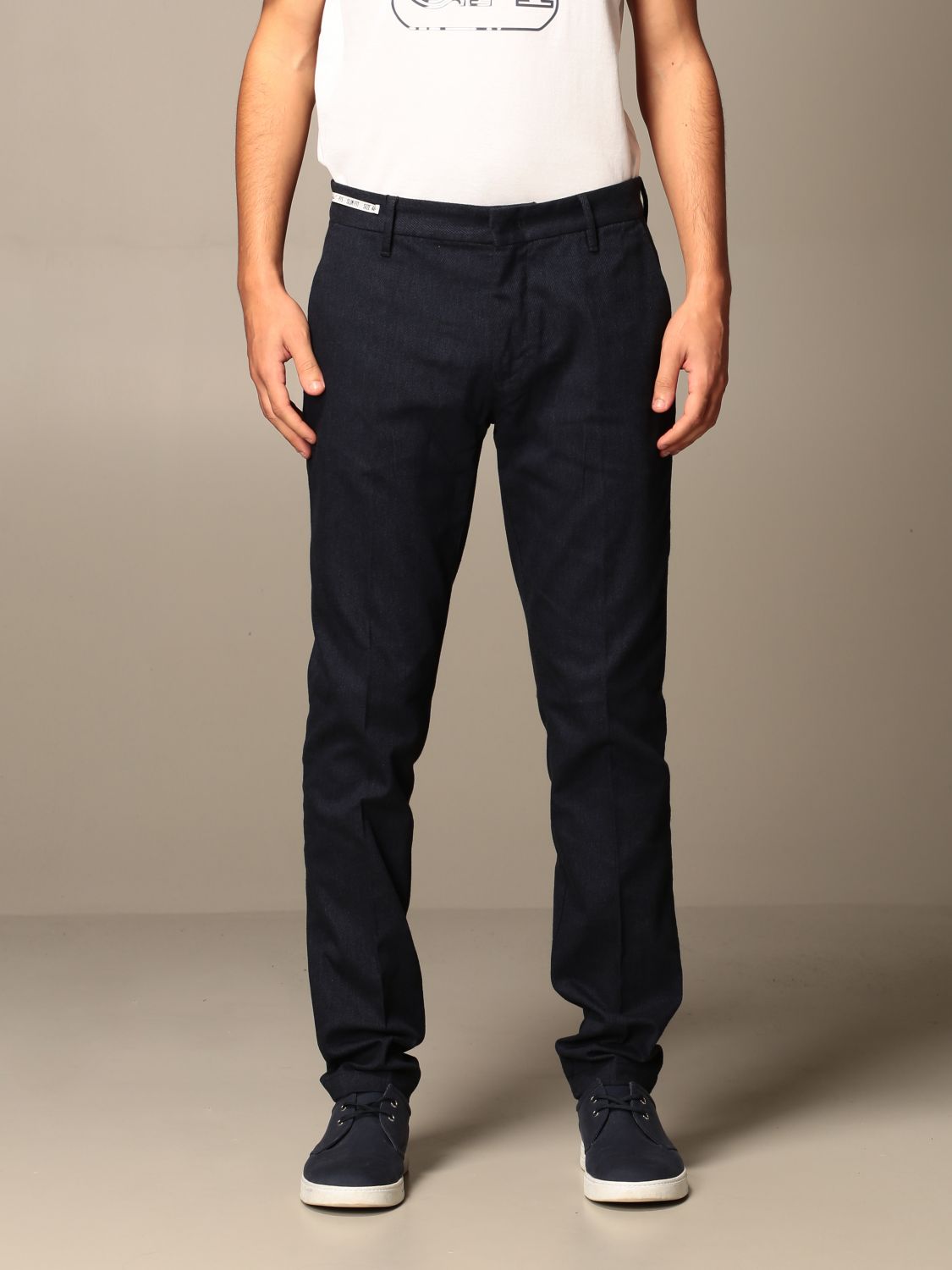 Emporio Armani Outlet trousers in cotton blend Blue Emporio Armani