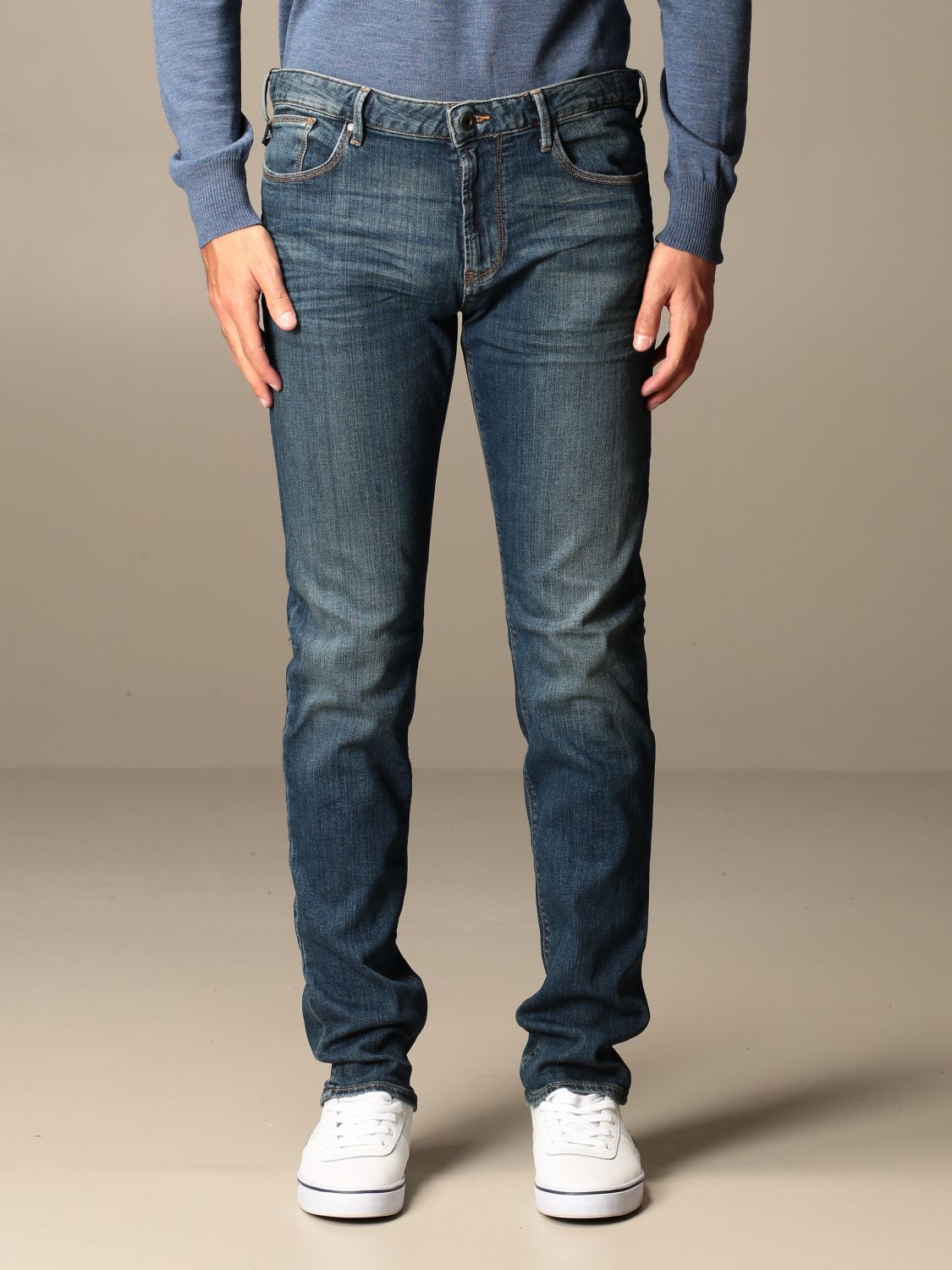 leugenaar kant Eentonig Emporio Armani Outlet: slim fit stretch jeans - Denim | Emporio Armani jeans  8N1J06 1V0MZ online on GIGLIO.COM