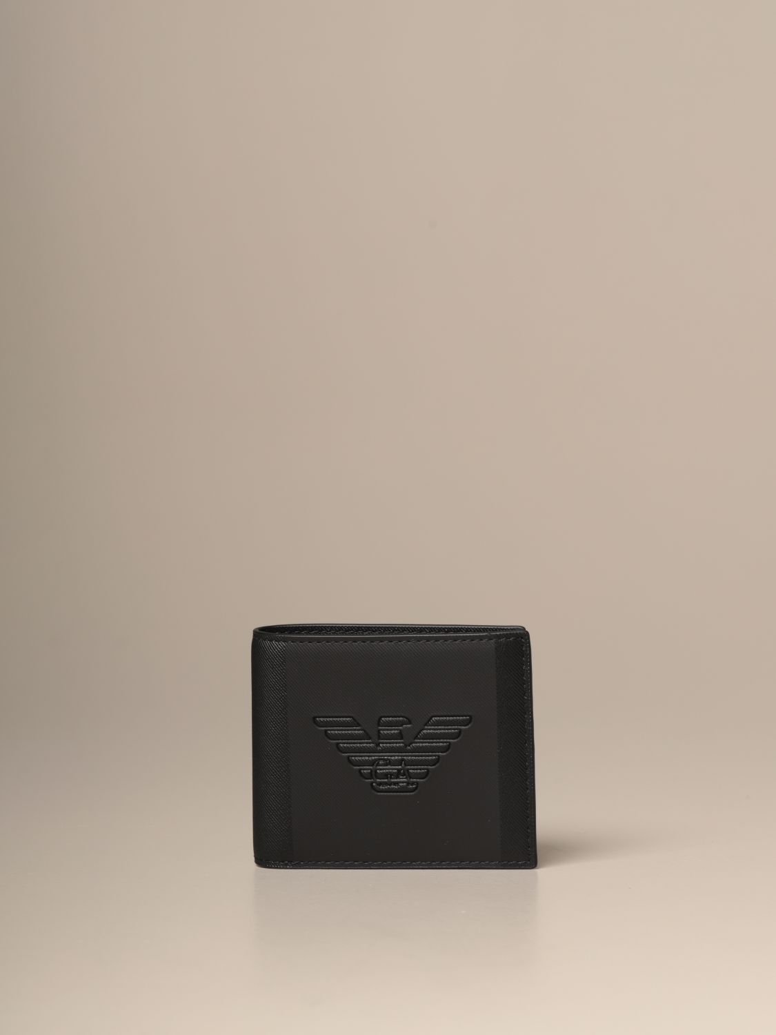 EMPORIO ARMANI: wallet in saffiano synthetic leather with logo - Black | Emporio  Armani wallet Y4R168 YFE6J online on 