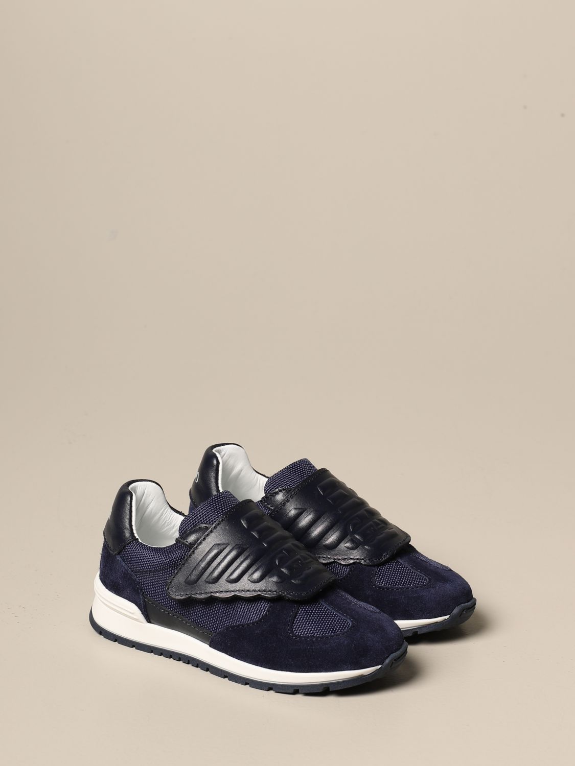 Emporio Armani Outlet Sneakers In Suede And Mesh Blue Emporio Armani Shoes Xmx005 Xoc03 8666