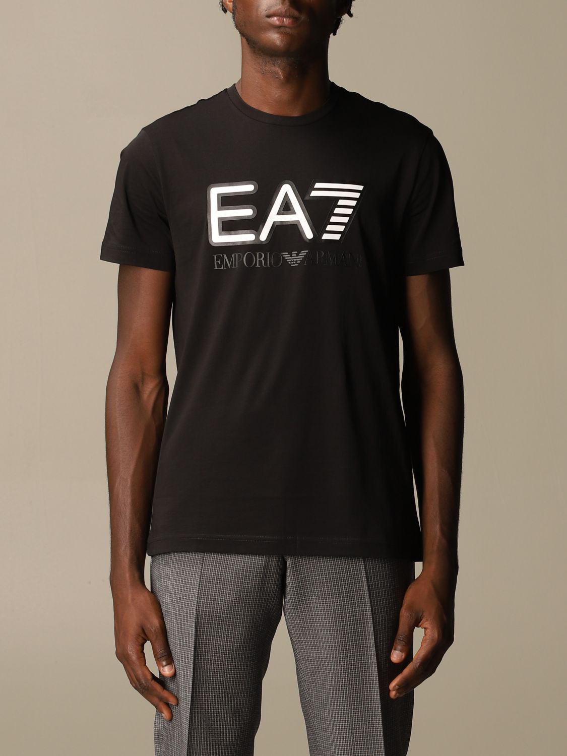 EA7: cotton t-shirt with printed logo - Black | Ea7 t-shirt 6HPT81 ...