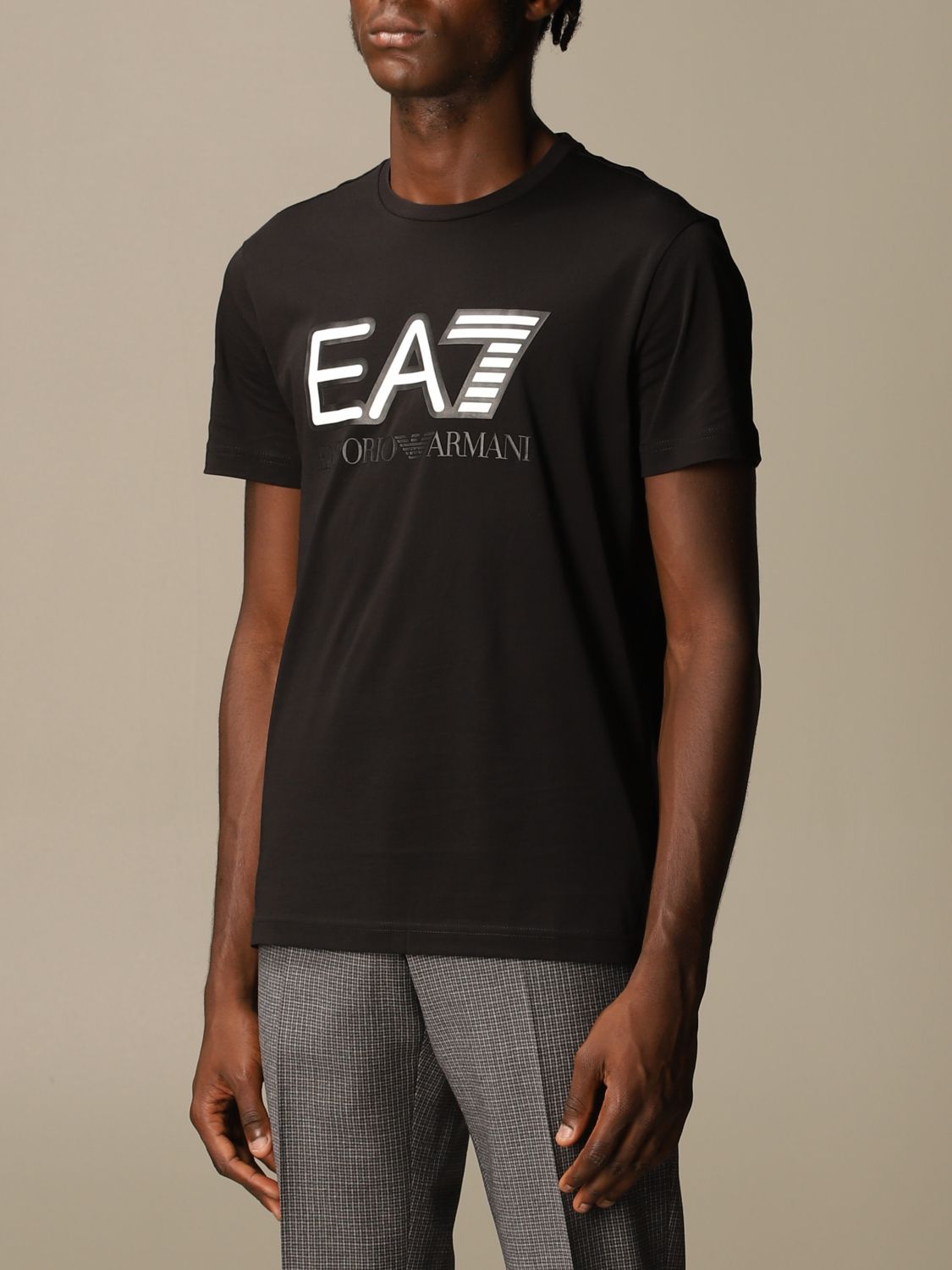 EA7: cotton t-shirt with printed logo | T-Shirt Ea7 Men Black | T-Shirt ...