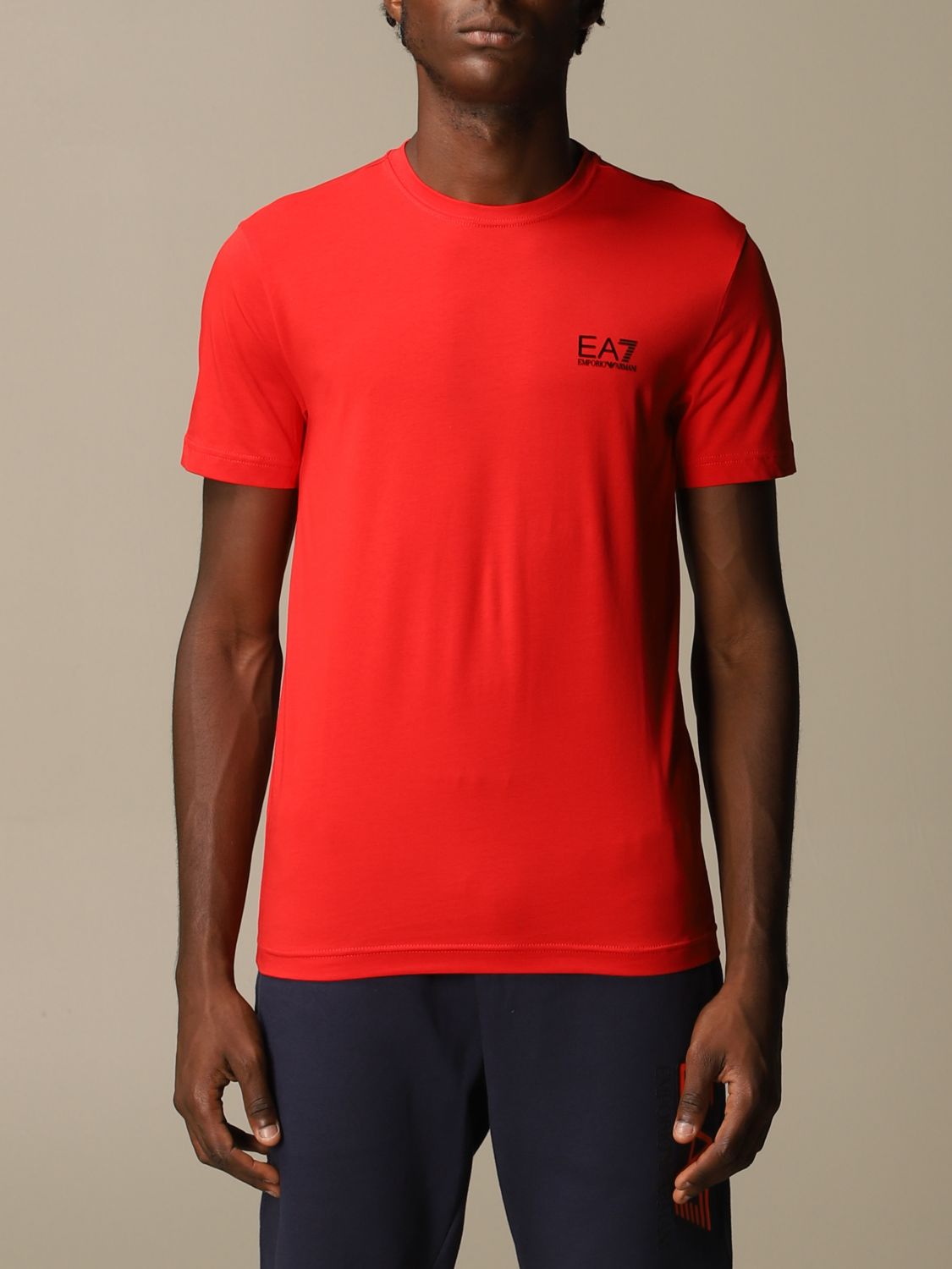 Ea7 Outlet: cotton T-shirt with logoed band - Red | Ea7 t-shirt 6HPT11 ...