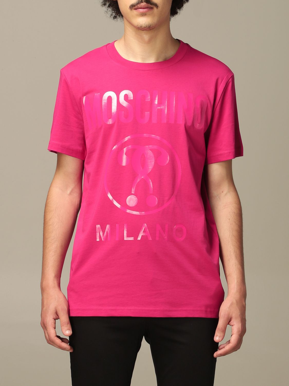 moschino-couture-outlet-crew-neck-t-shirt-with-logo-fuchsia