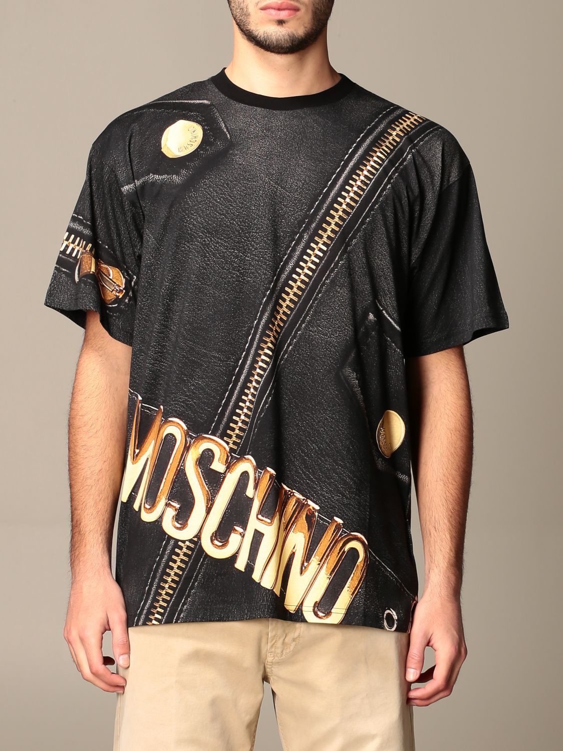 Moschino Couture Outlet: T-shirt with logo and zip | T-Shirt Moschino