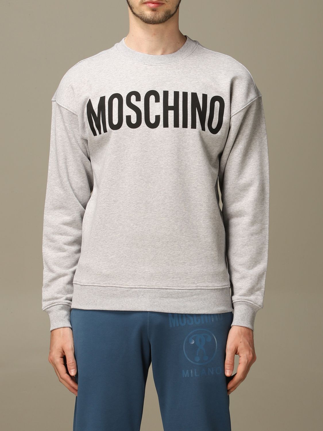 MOSCHINO COUTURE: crewneck sweatshirt with mirror print - Grey ...