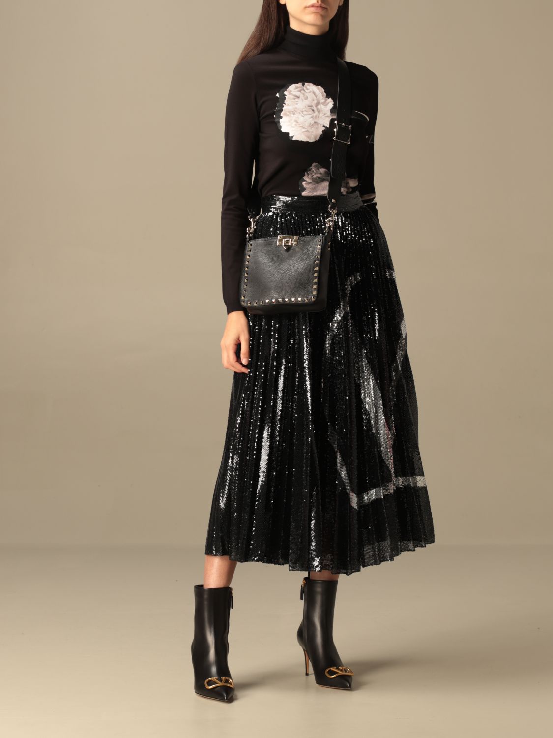 Valentino skirt in pleated sequin fabric