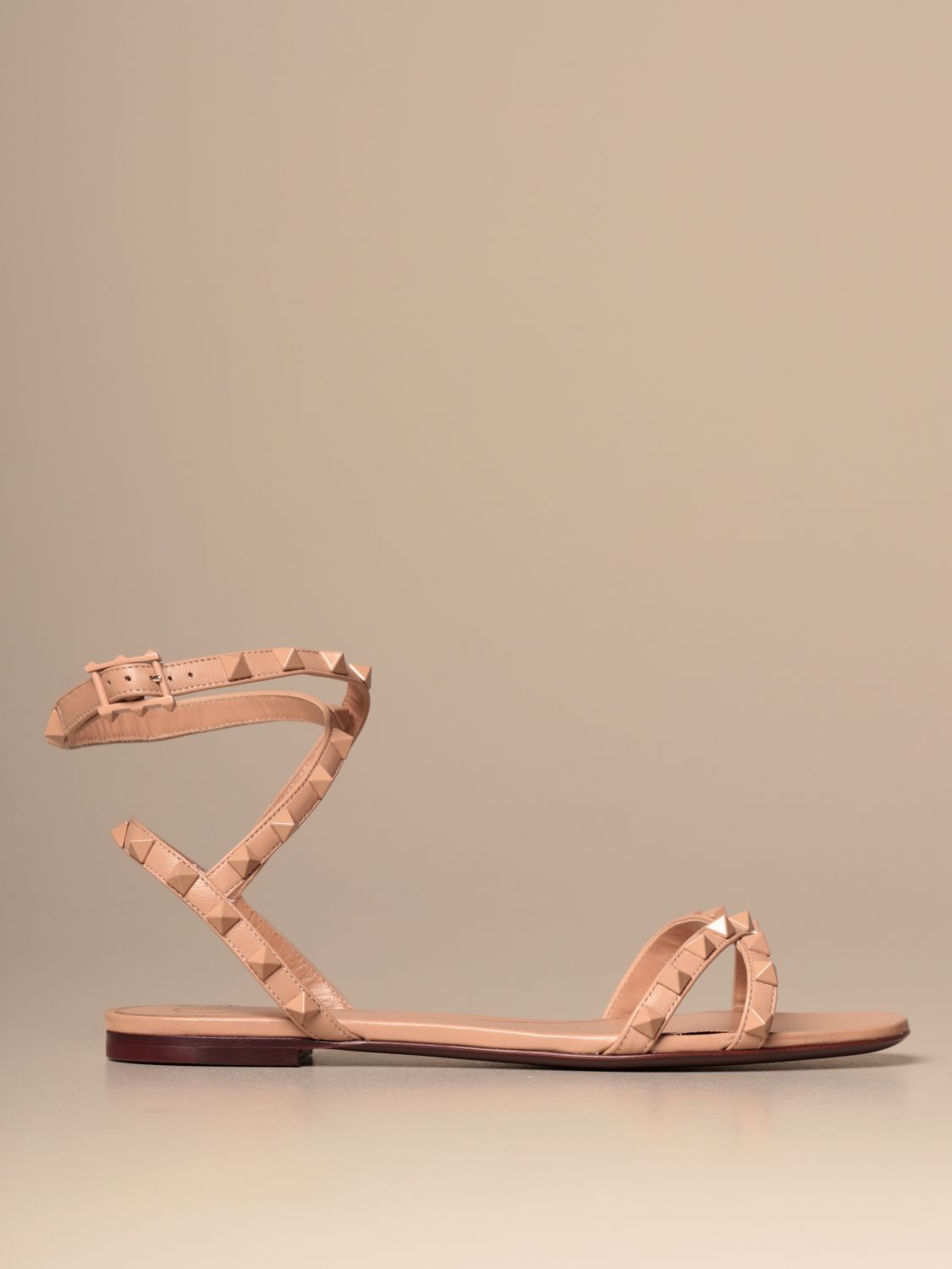 Valentino Garavani Rockstud 55 Leather Sandals - Pink - ShopStyle