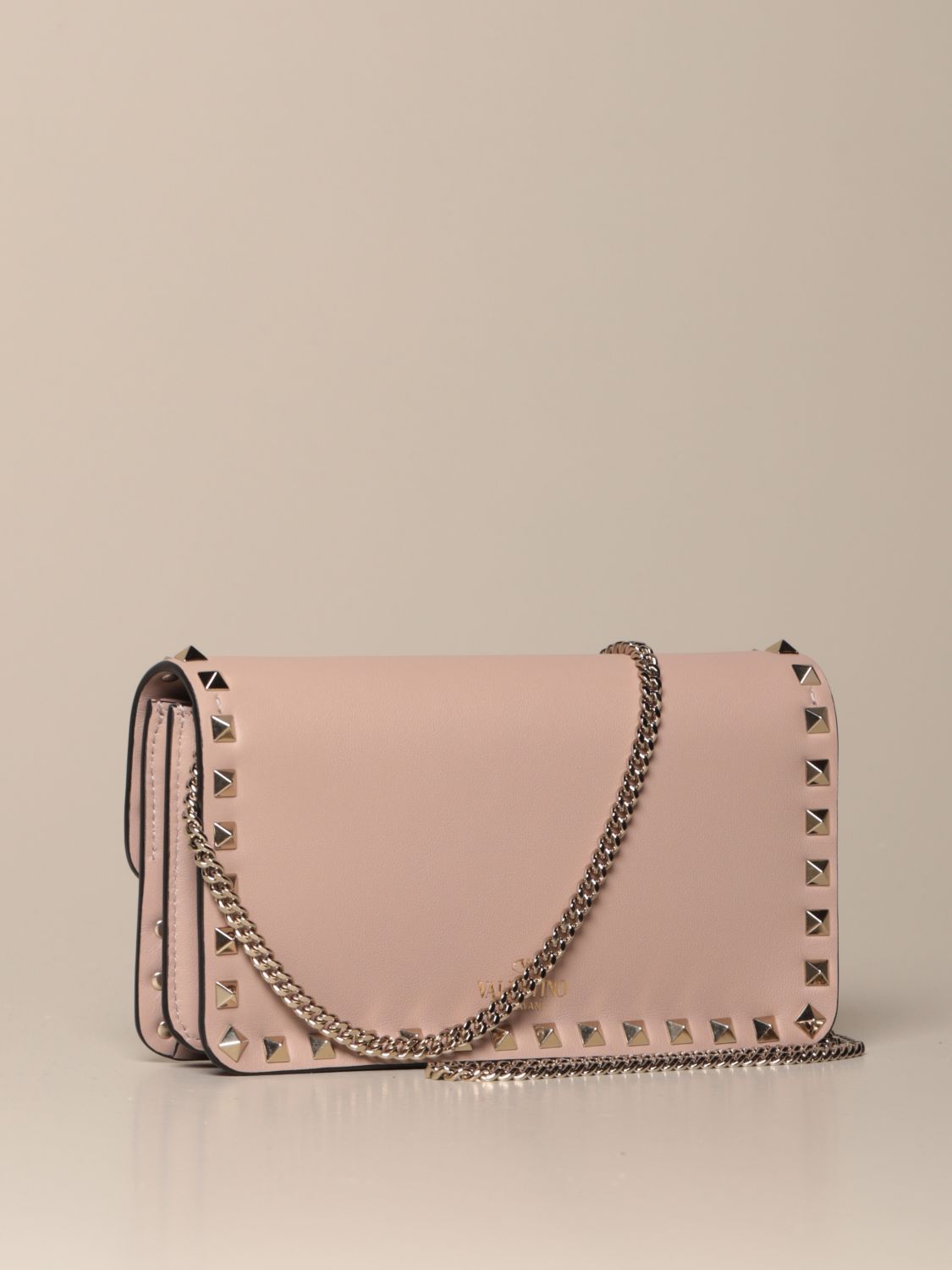 pink valentino garavani small rockstud shoulder bag