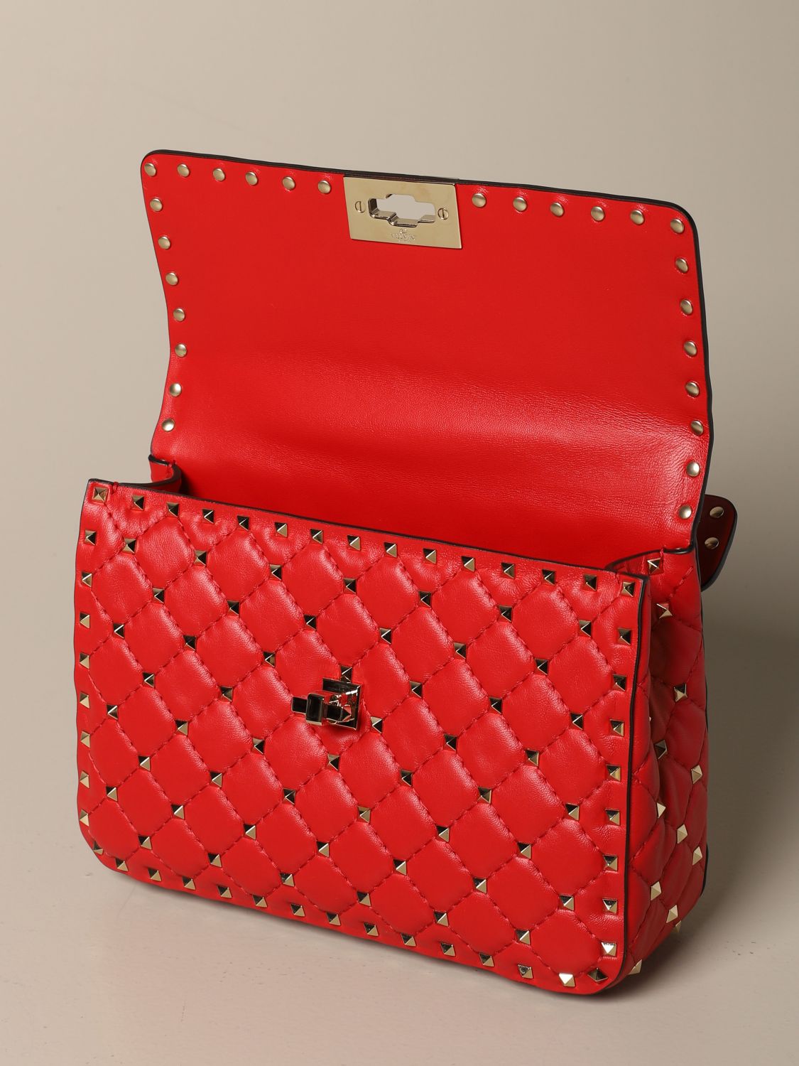 2016 F/W Valentino Garavani Rockstud Spike Medium Bag in Red
