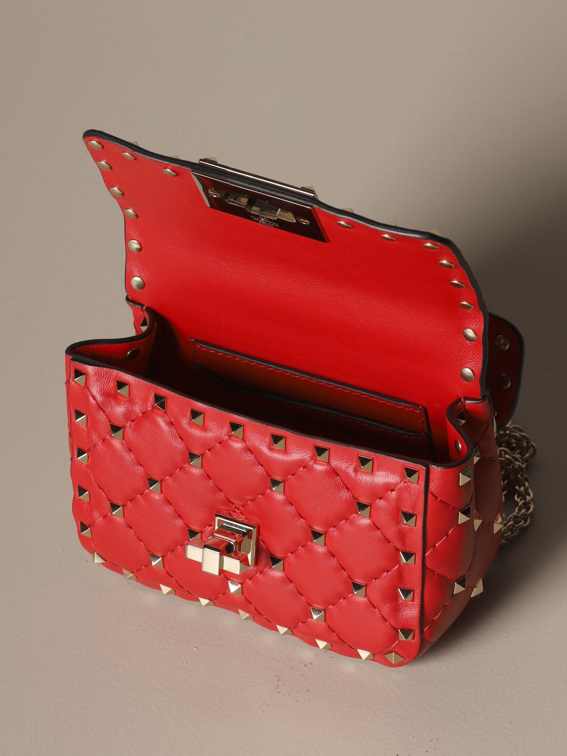 Rockstud spike leather mini bag Valentino Garavani Red in Leather - 32050938