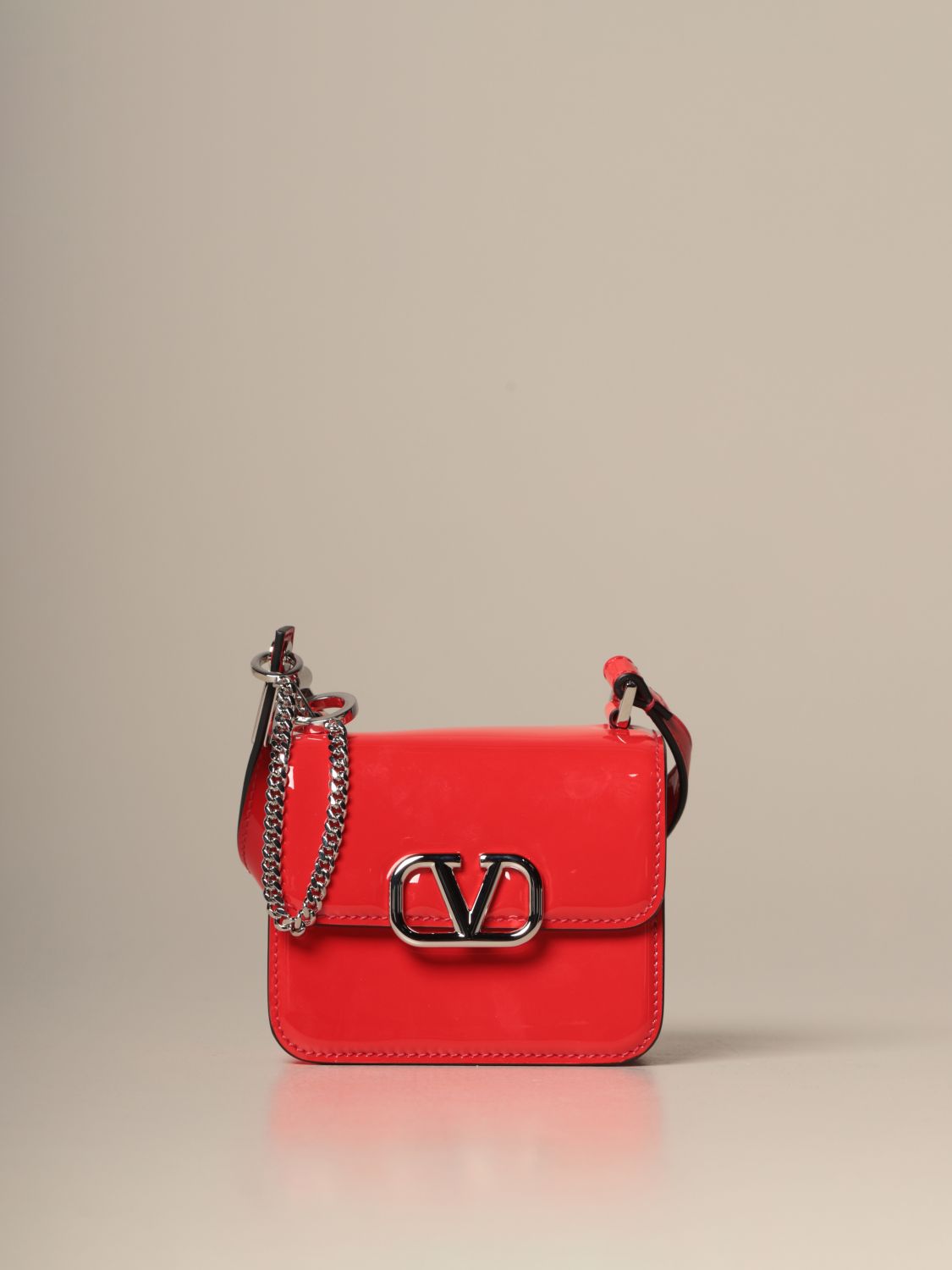Valentino Garavani Outlet: VSling micro bag in patent leather - Red