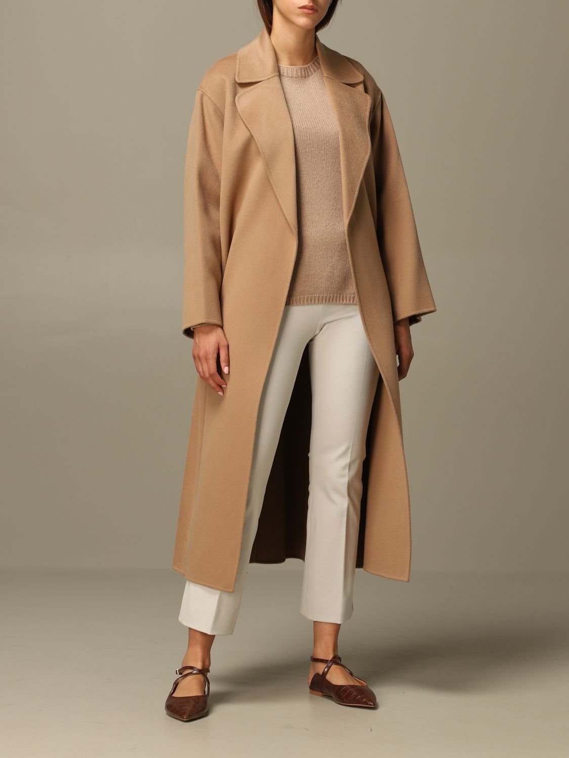 S MAX MARA: Elena coat in virgin wool - Camel | Coat S Max Mara