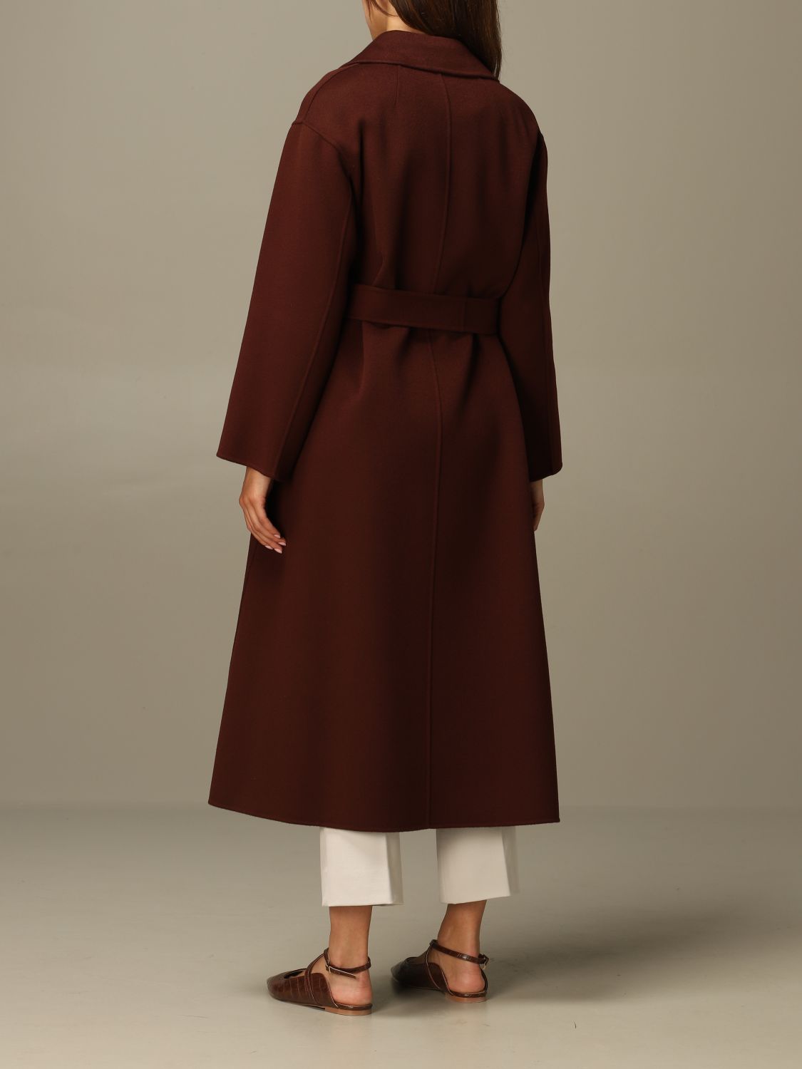 S MAX MARA: Elena coat in virgin wool | Coat S Max Mara Women Burgundy ...