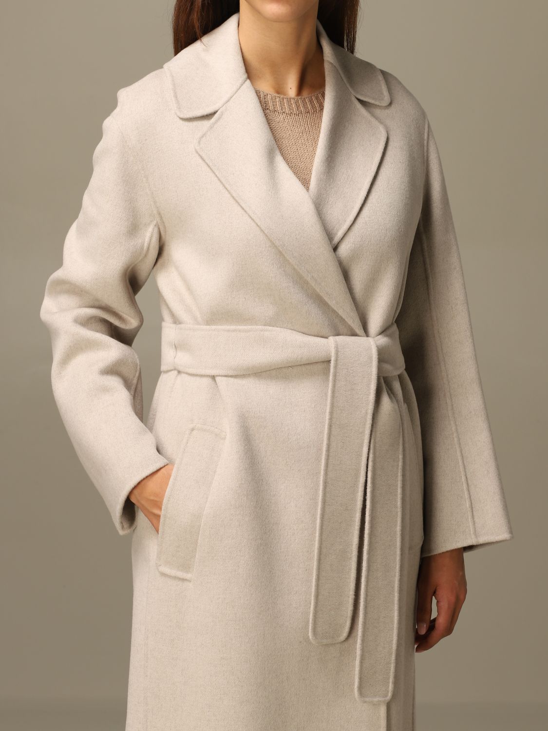 S MAX MARA: Lugano coat in virgin wool | Coat S Max Mara Women Mastic ...