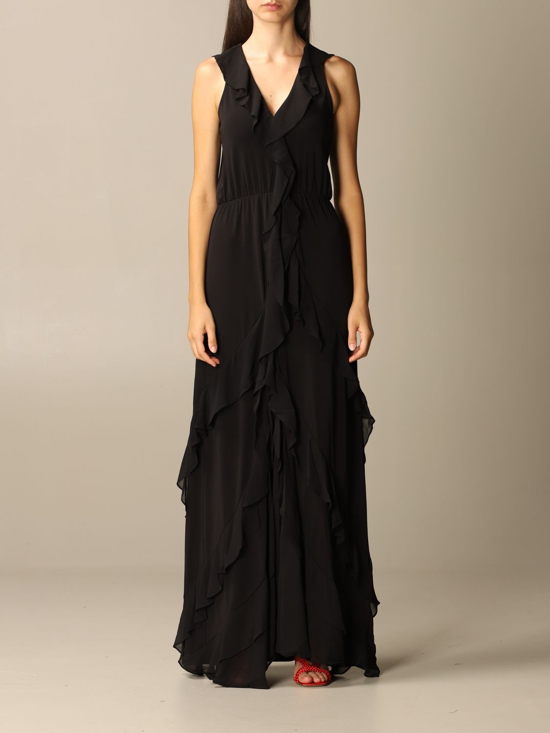Buy > michael kors black ruffle dress > in stock
