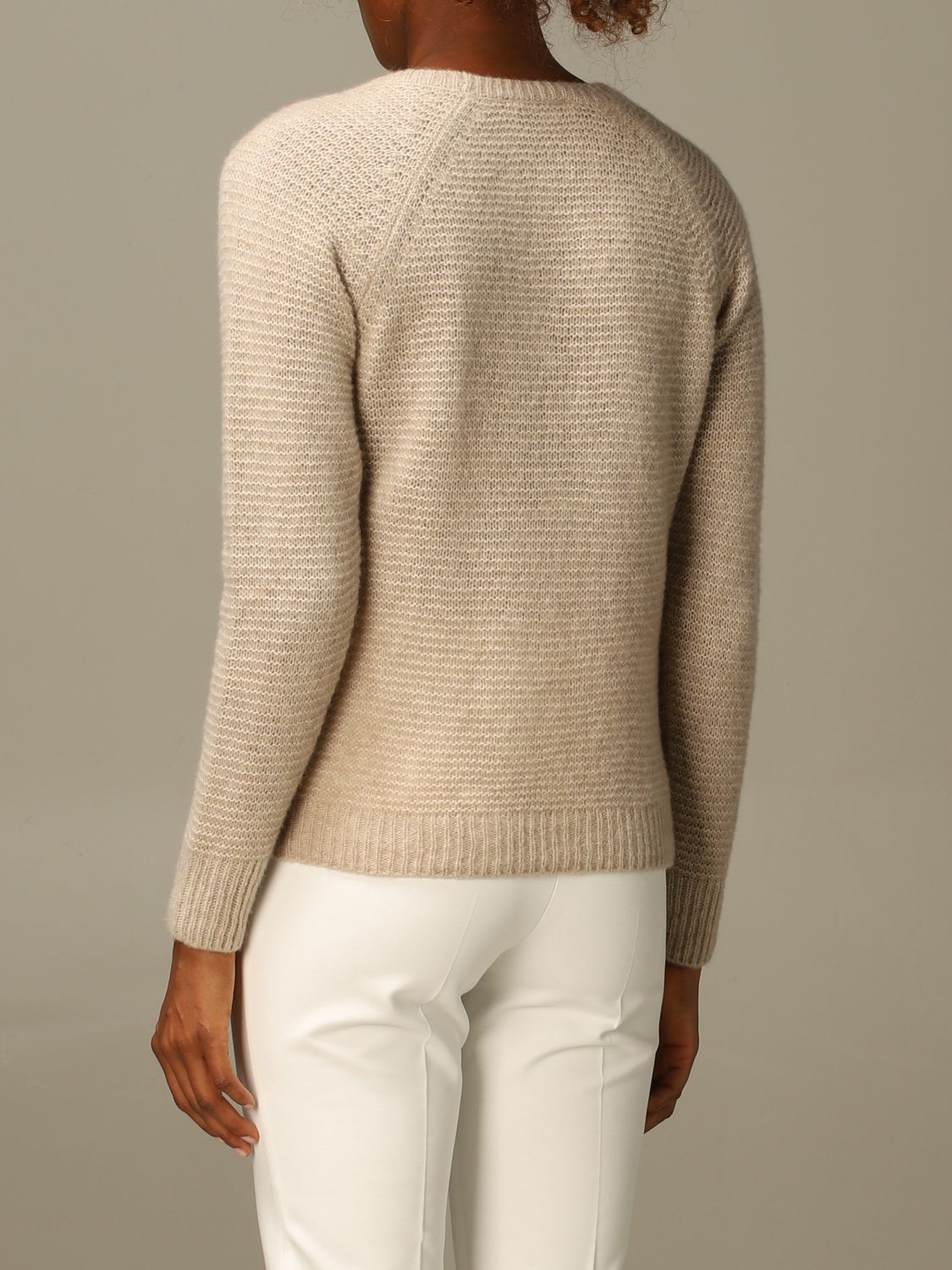 Max Mara Outlet: Satrapo pullover in goat cashmere - Beige | Sweater