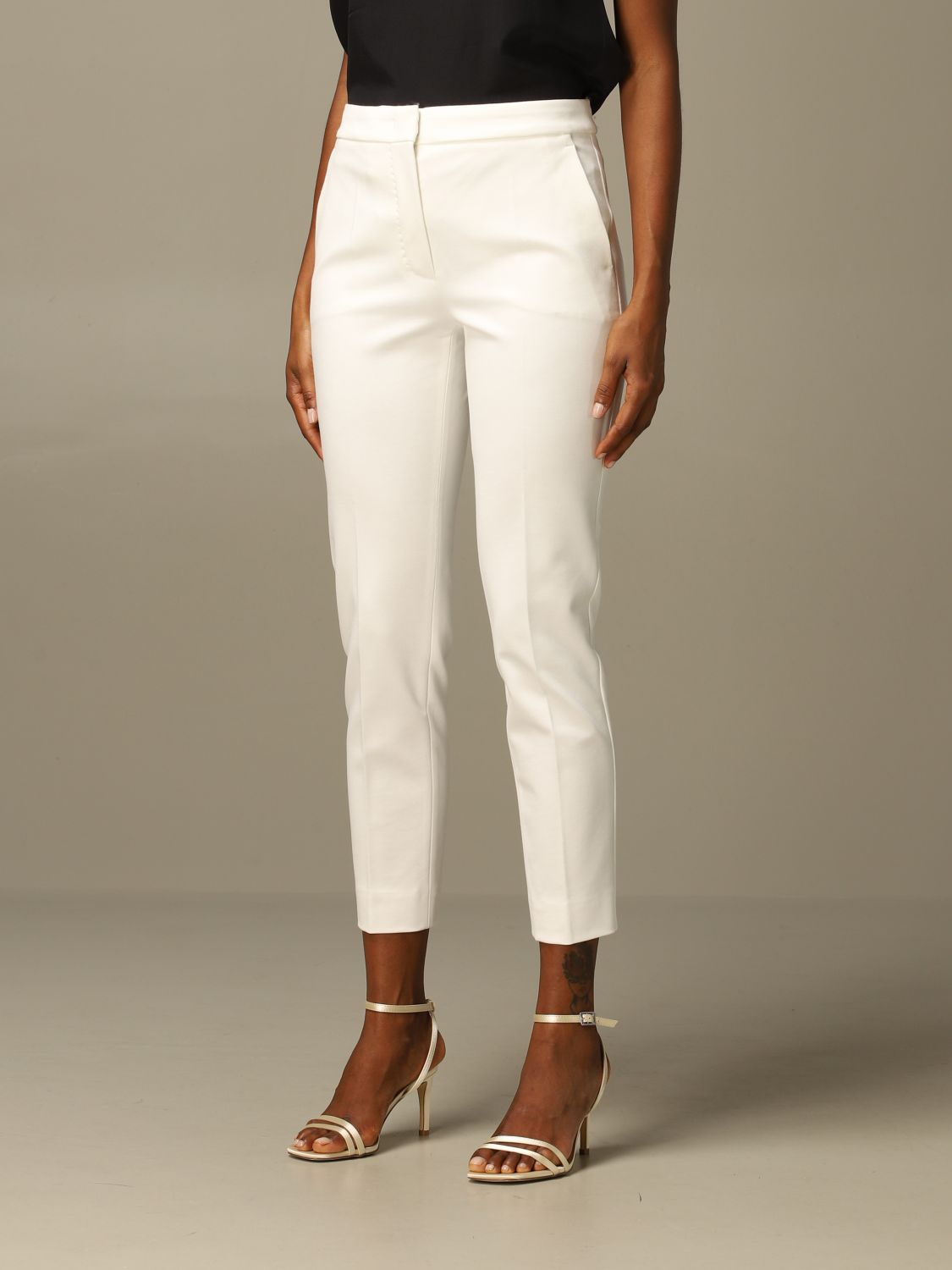 Max Mara Outlet: Pegno trousers in slim fit cotton jersey - White