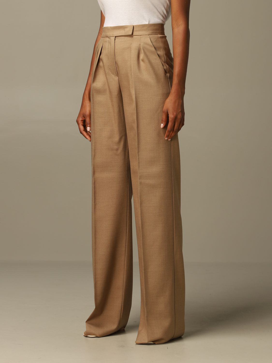 Galea Max Mara wide trousers in mohair silk | Pants Max Mara Women Camel | Pants Max Mara