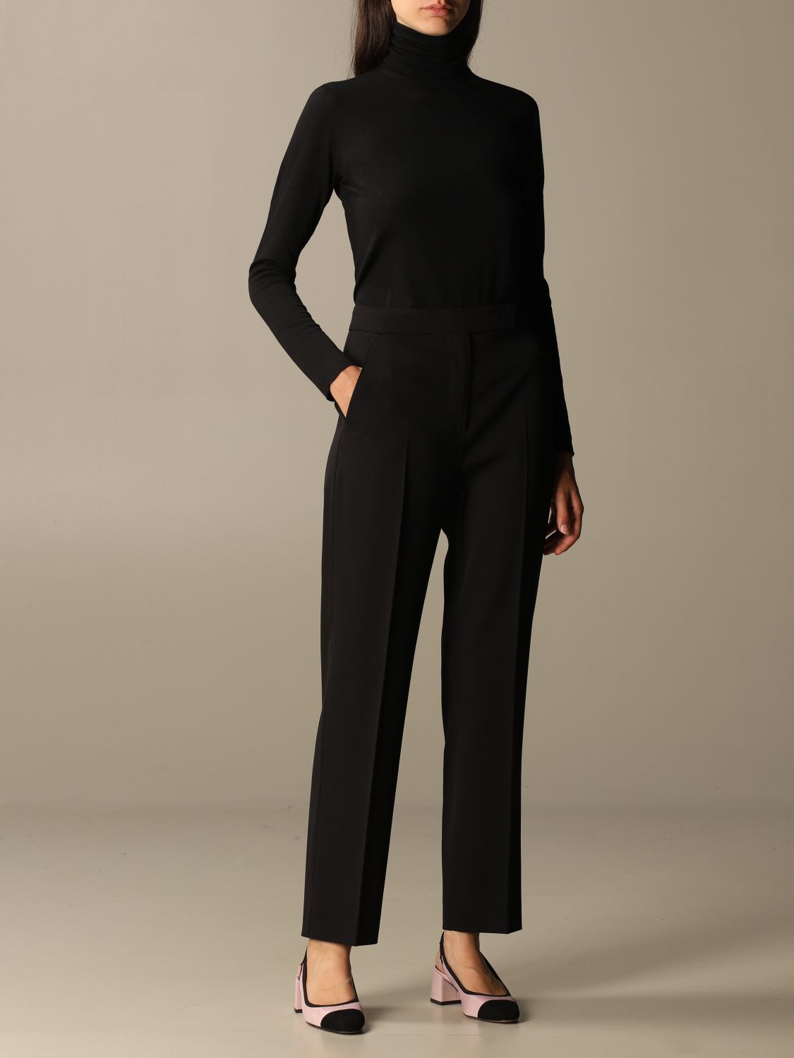 Max Mara Outlet: trousers in virgin wool | Pants Max Mara Women Black
