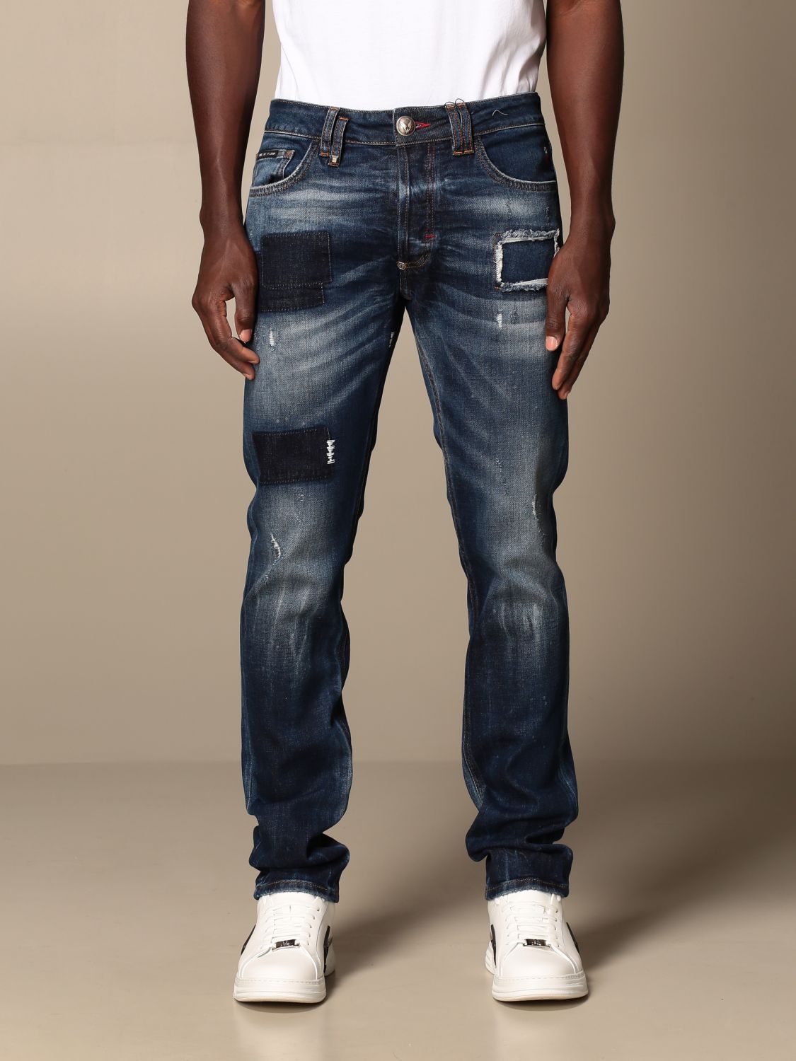 Jeans slimPhilipp Plein in Denim da Uomo colore Bianco Uomo Abbigliamento da Jeans da Jeans dritti 