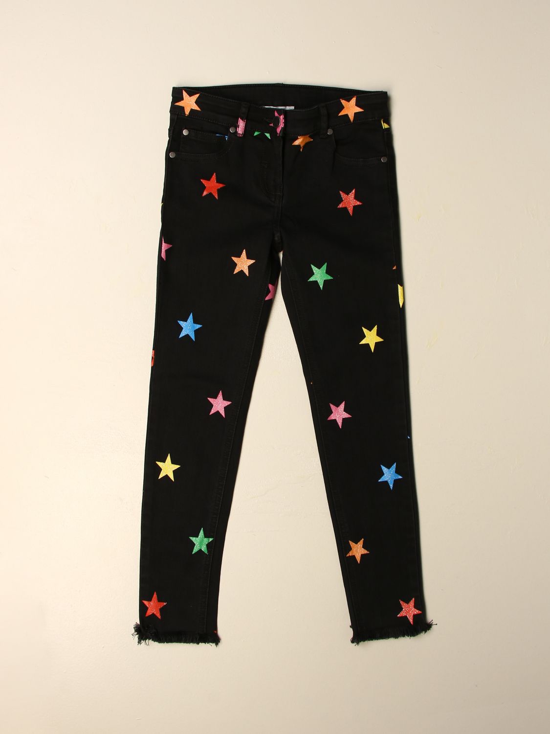 STELLA MCCARTNEY: Jeans in denim con stelle multicolor - Nero | Jeans  Stella Mccartney 601255SPK30 GIGLIO.COM