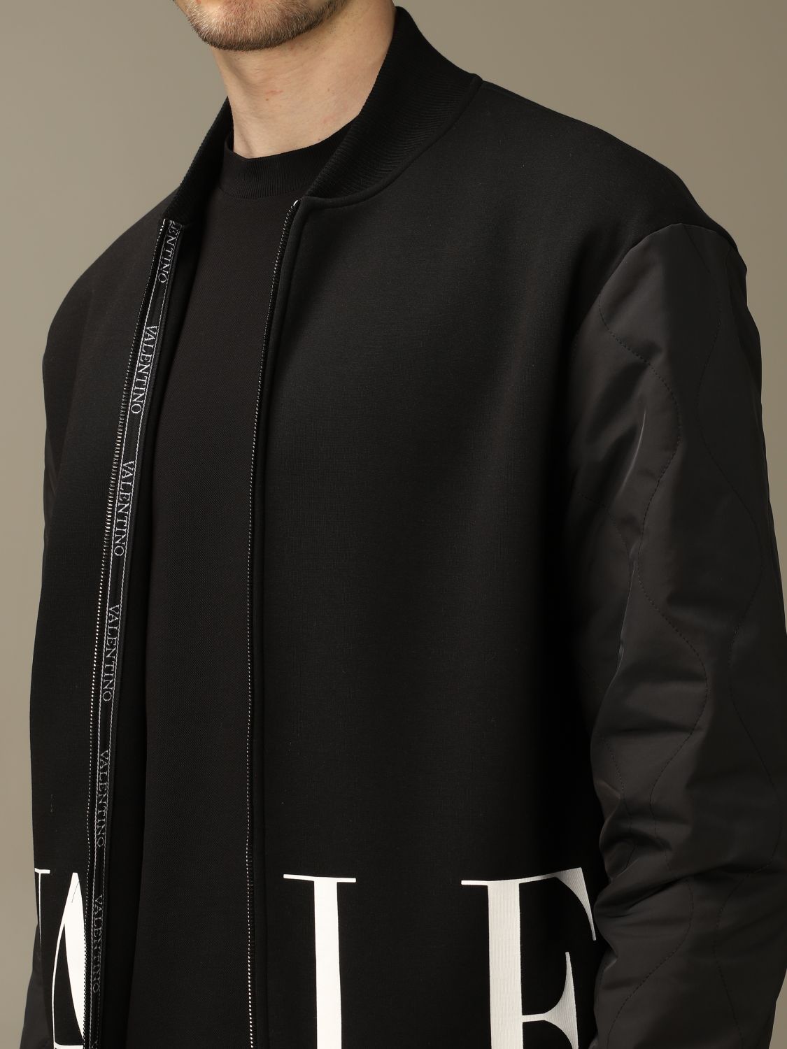 Valentino bomber jacket in technical cotton padded with logo