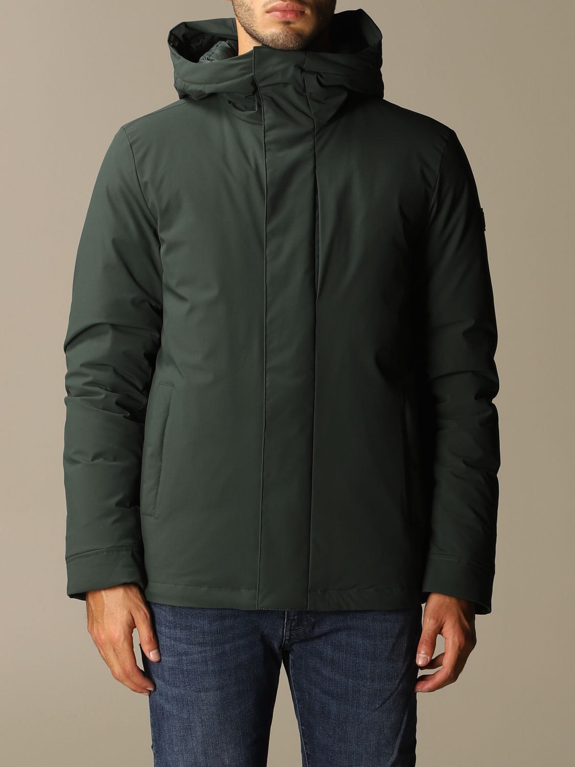 WOOLRICH GIACCA Parka Stretch pacific con cappuccio Giacca Woolrich