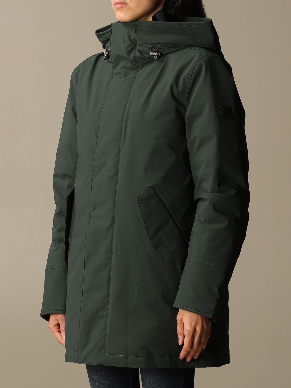 Woolrich Outlet Parka Stretch mountain con cappuccio Verde Giacca