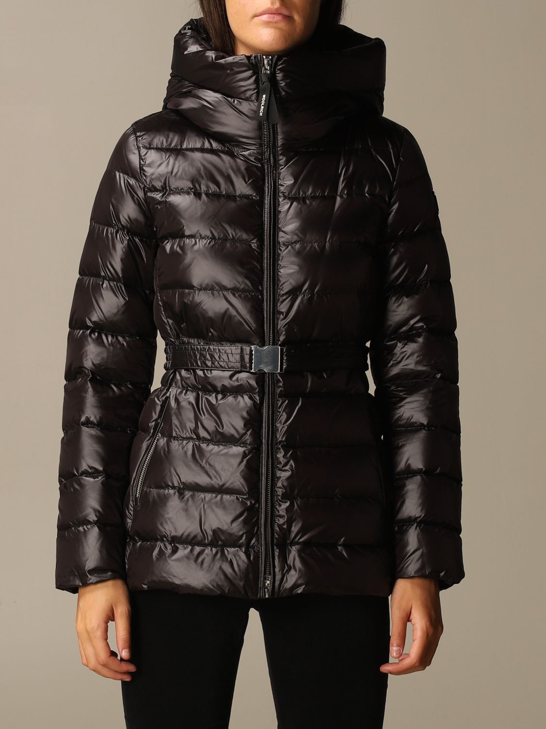 WOOLRICH: Clover hooded down jacket - Black | Woolrich jacket ...