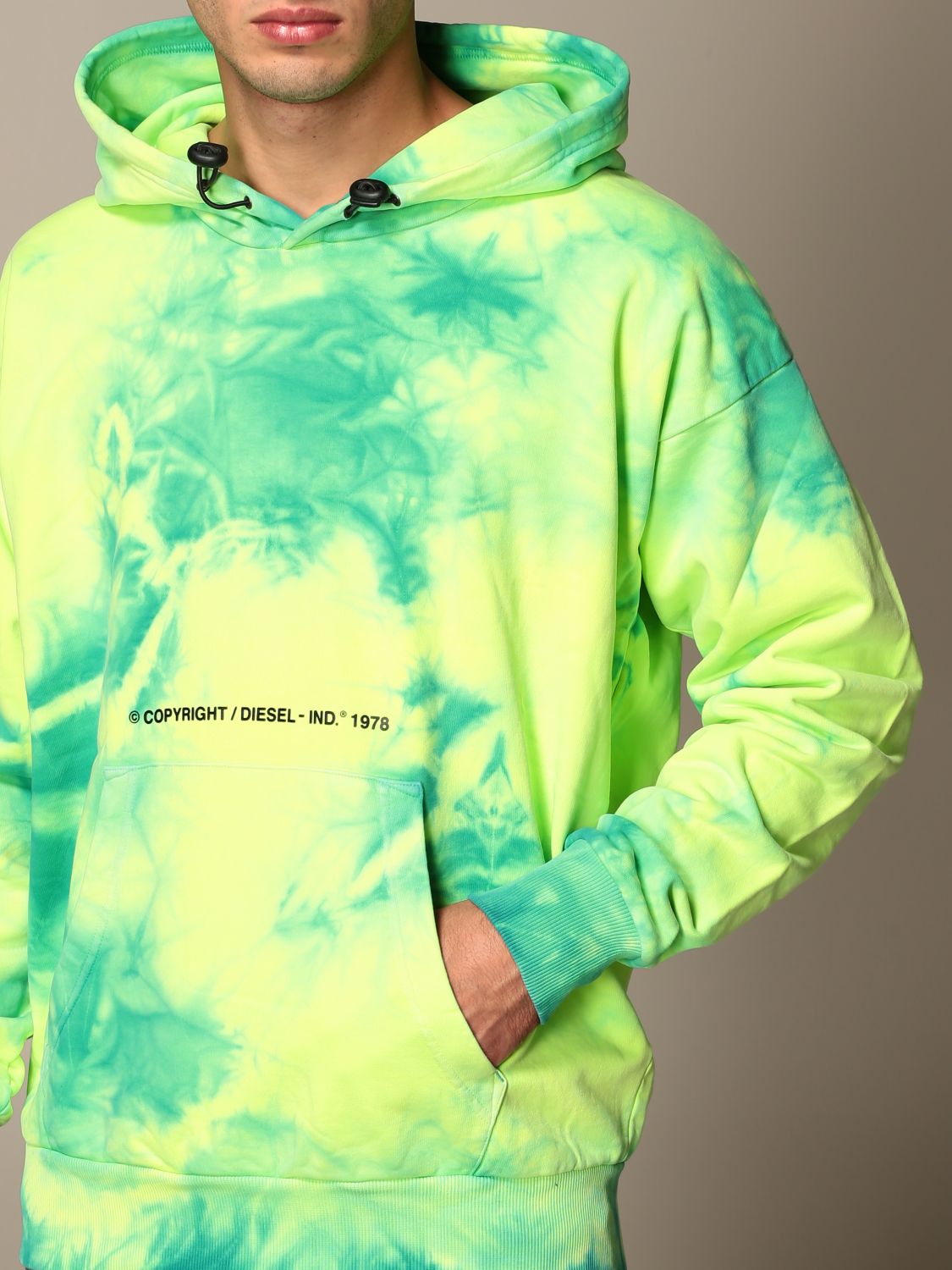 DIESEL: sweatshirt in cotton with tie dye print - Green | Diesel