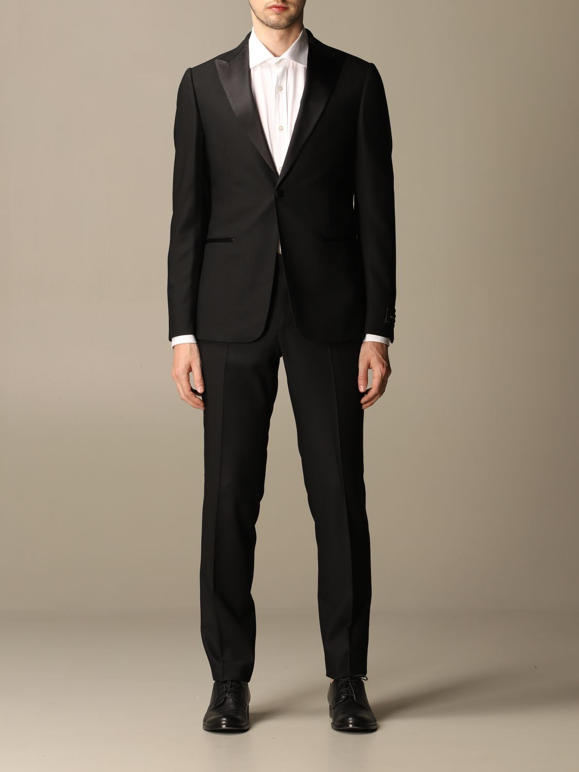 Z Zegna Outlet: single-breasted tuxedo in wool 260 gr - Black | Z Zegna  suit 282KGQ 824 online on 