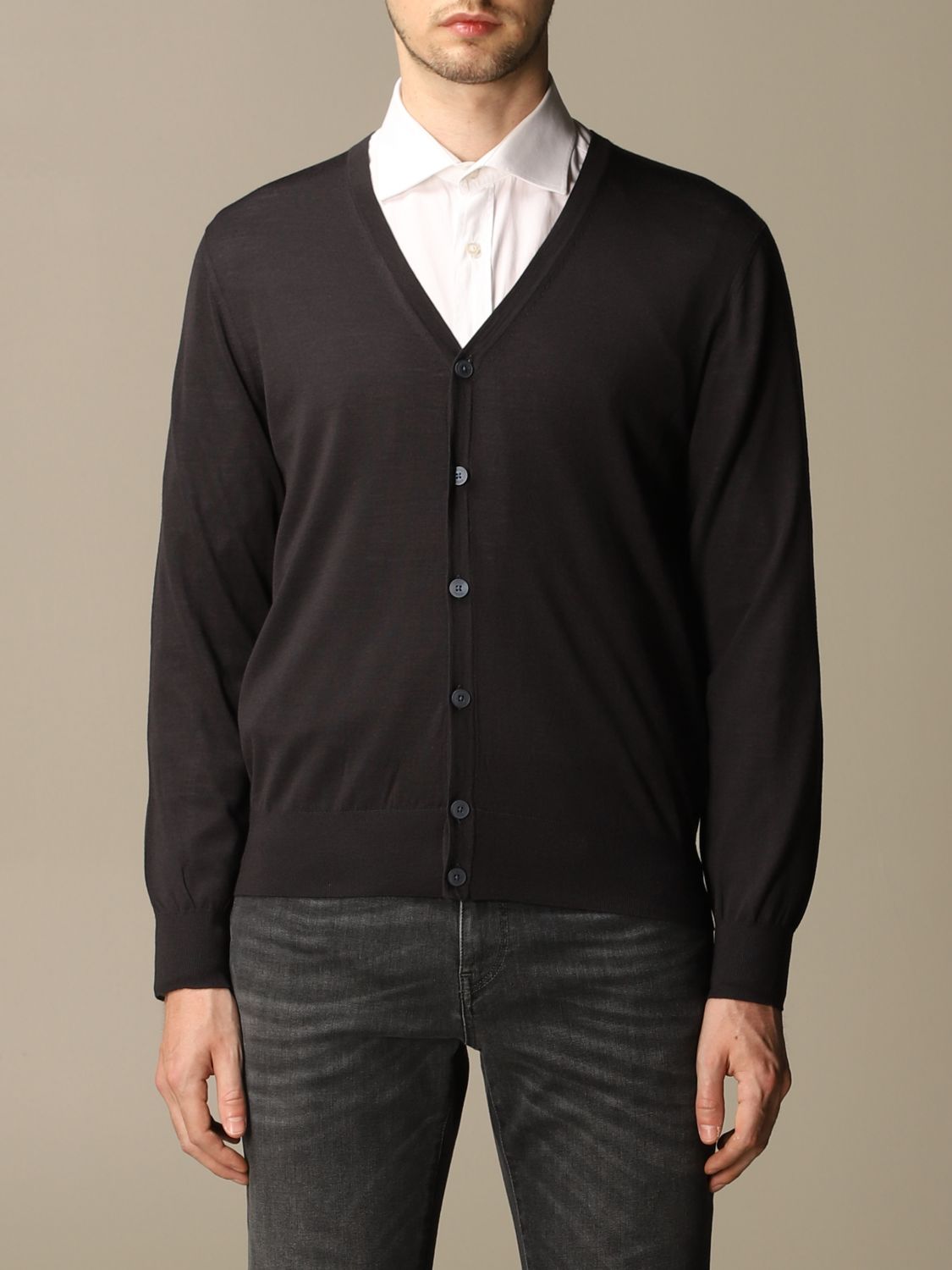 Z Zegna Outlet: cardigan in pure Merinos wool with long sleeves - Blue ...