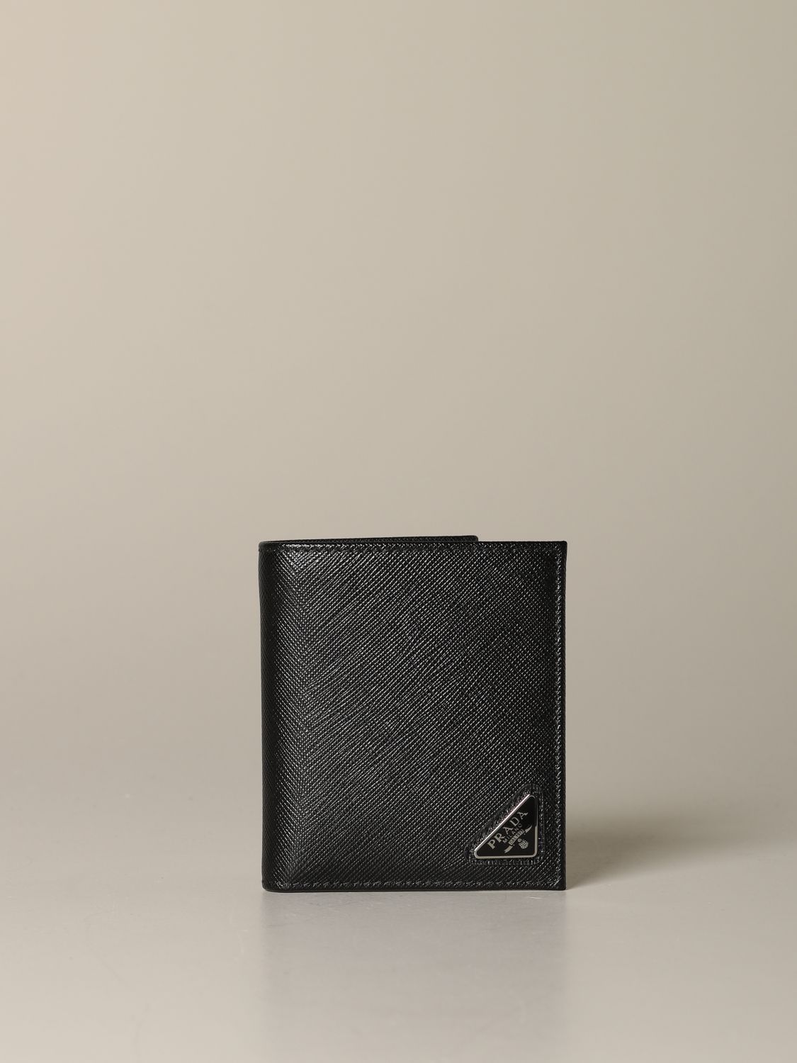 PRADA: wallet in saffiano leather - Black | Prada wallet 2MO004 