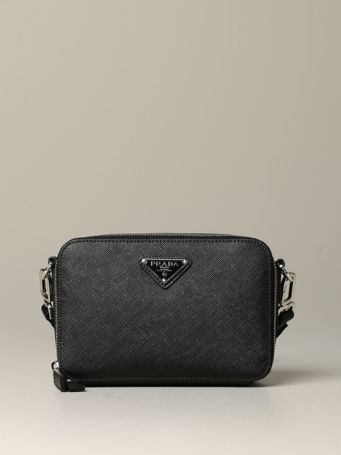 PRADA: shoulder bag in saffiano leather - Black